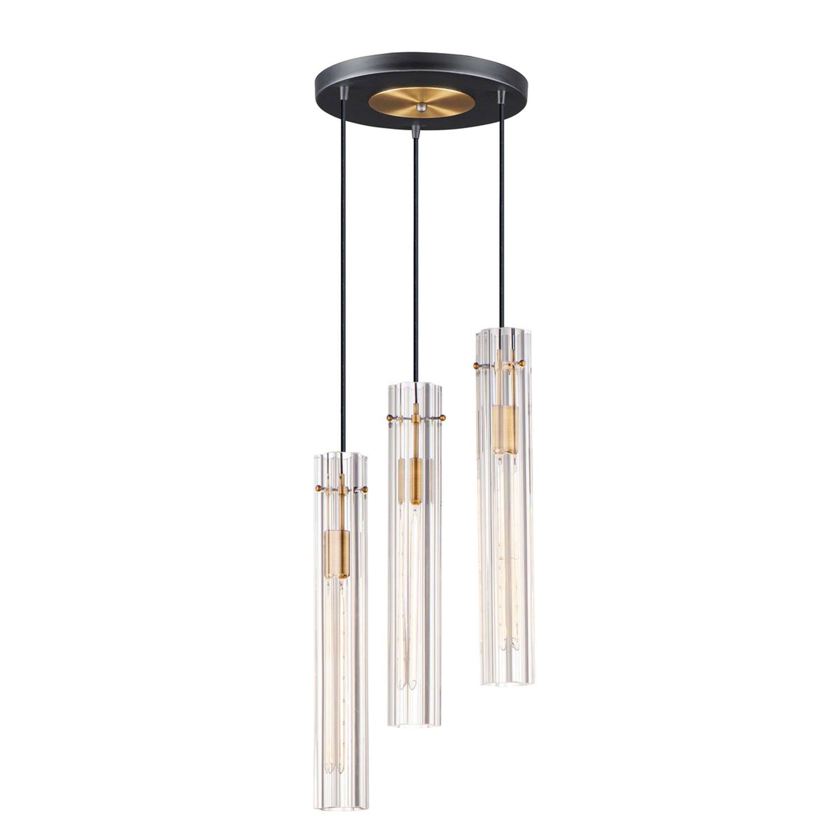A Matilda Cascade Chandelier with Black / Aged Brass / Clear Glass color