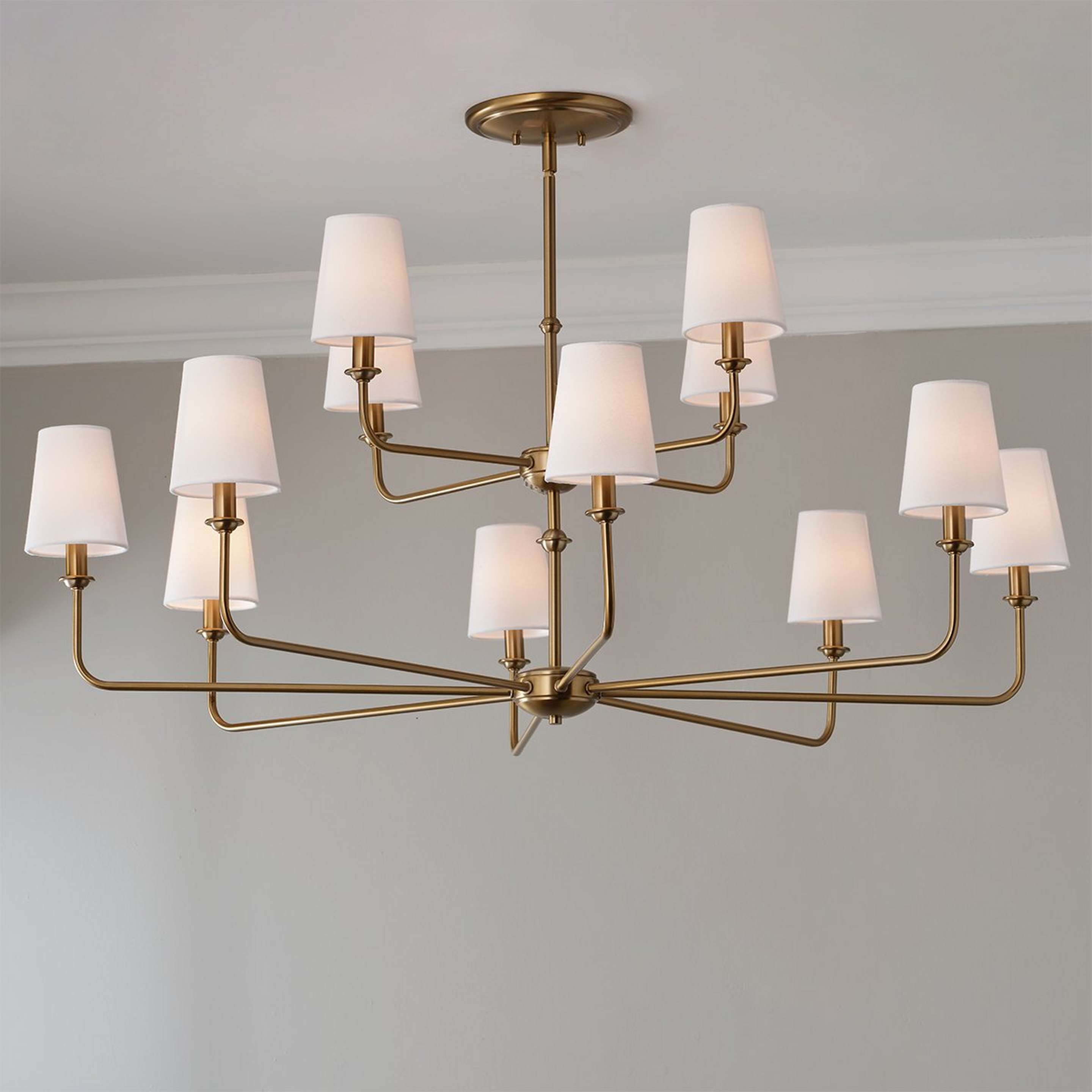 A Willemina Chandelier with Aged Brass color