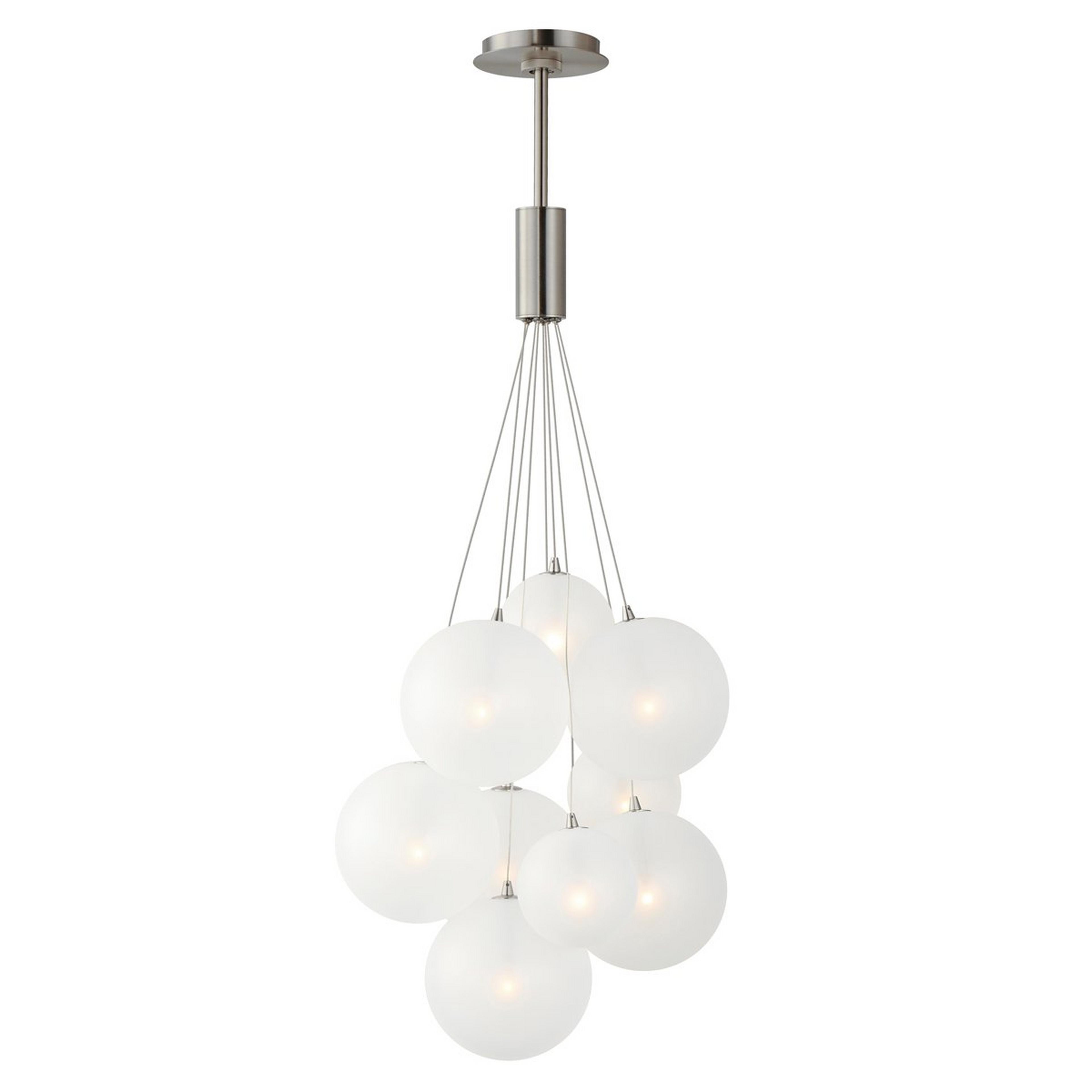Smoke and Mirrors Globe Chandelier - 9 Light - Frosted