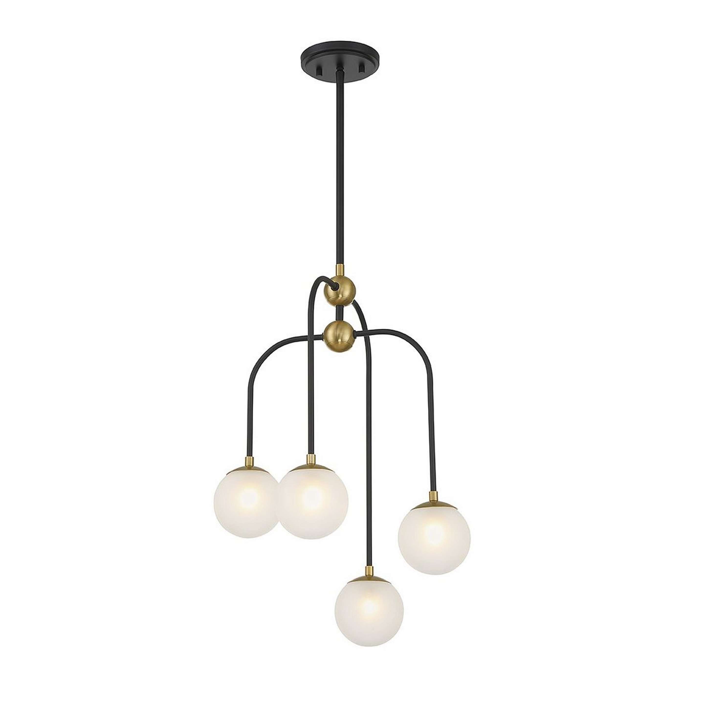 A Multiplicity Globe Chandelier - Small with Matte Black / Brass / Frosted Glass color