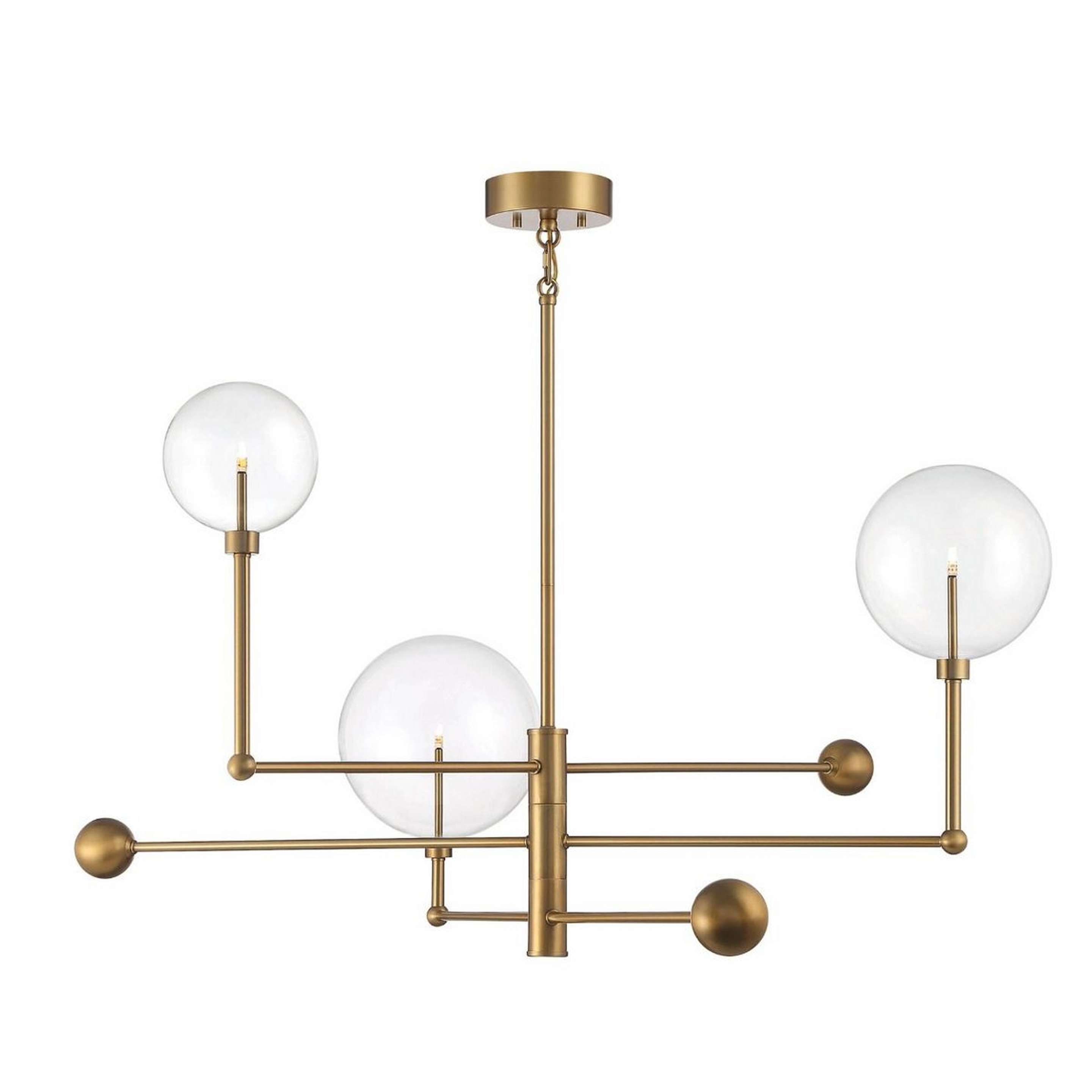 A Dream Bubble Hand-Blown Globe Chandelier - Radial with Brass / Clear Glass color