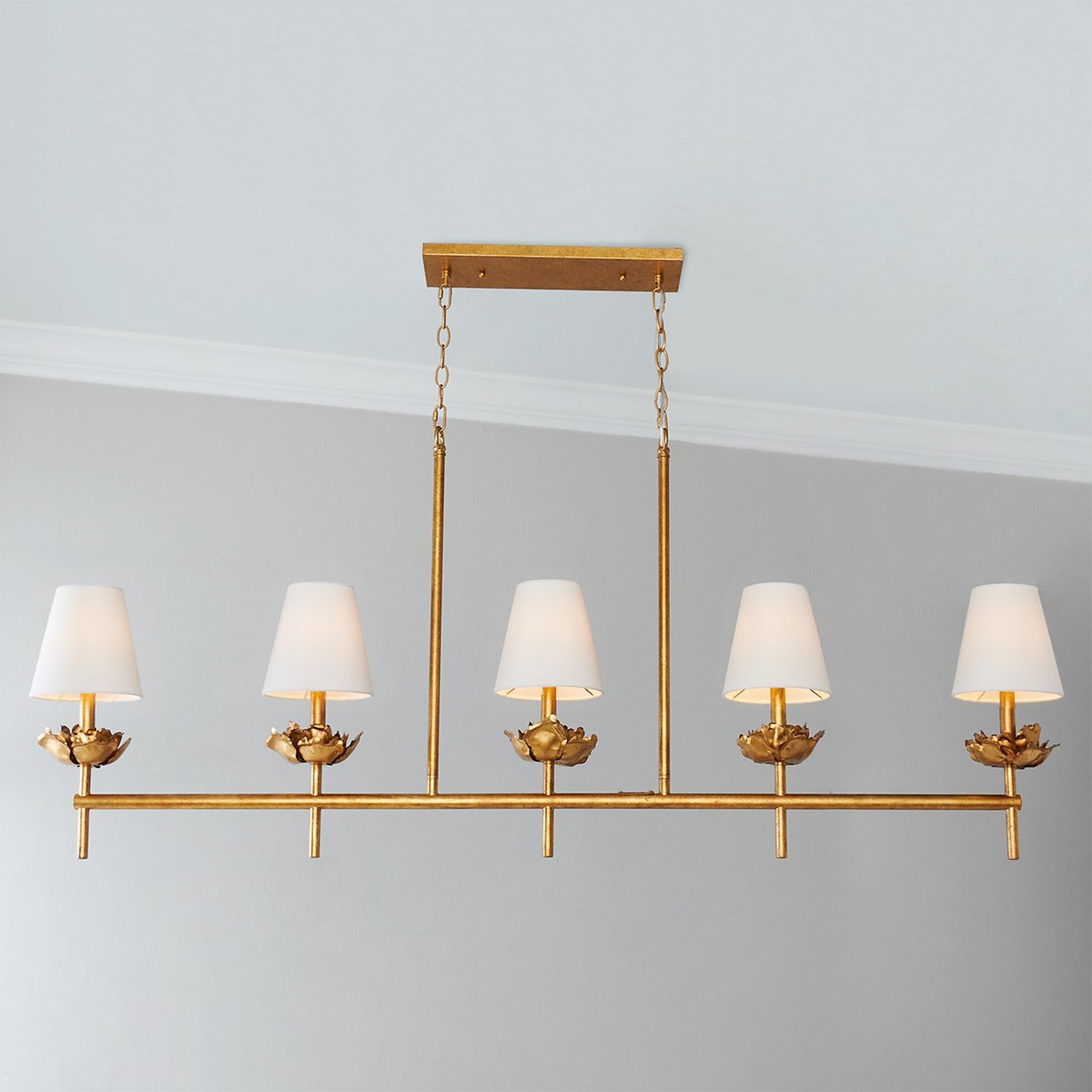 A Anthe Linear Chandelier with Gold Leaf color