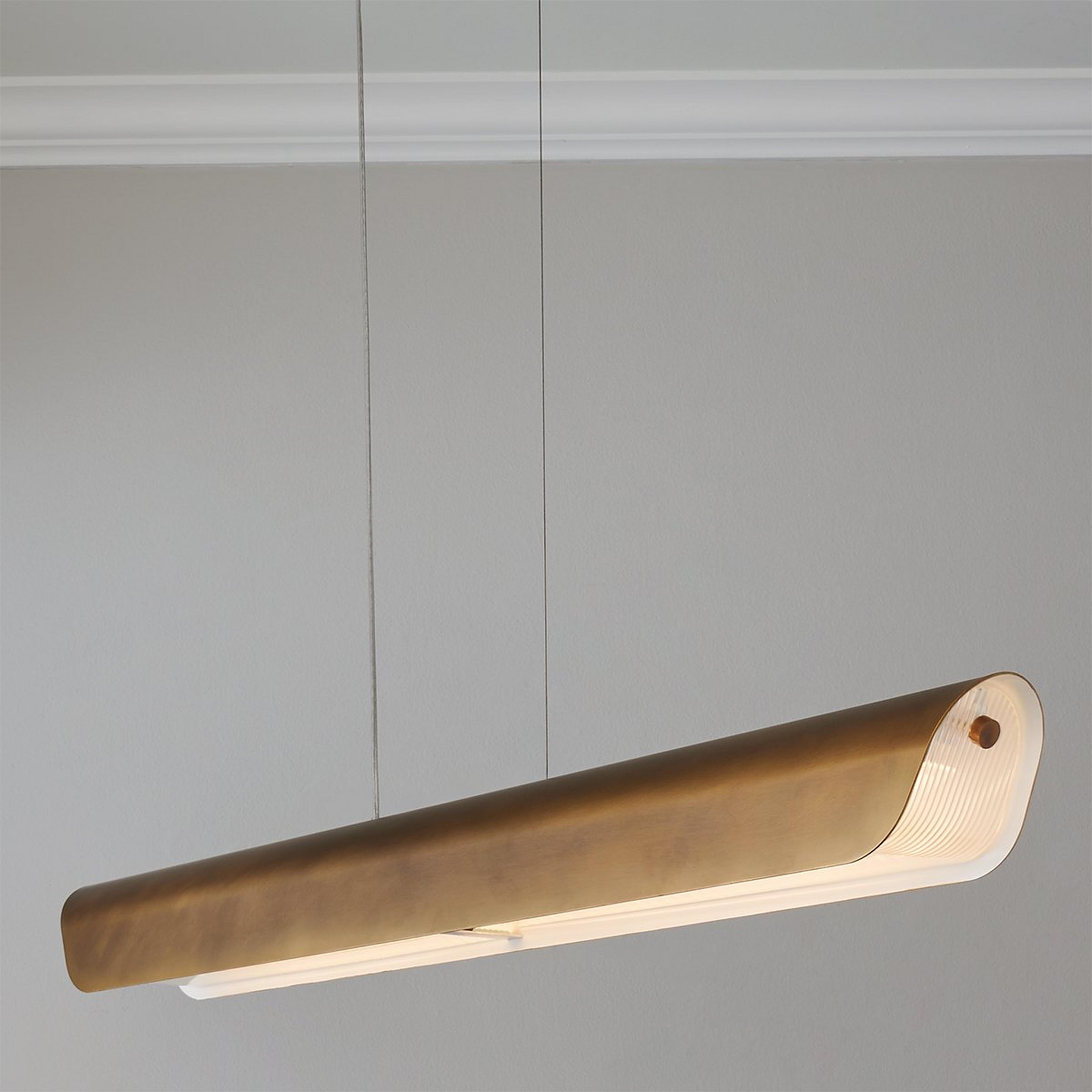 A Scott LED Island Chandelier with Antique Brass / Clear Glass  color