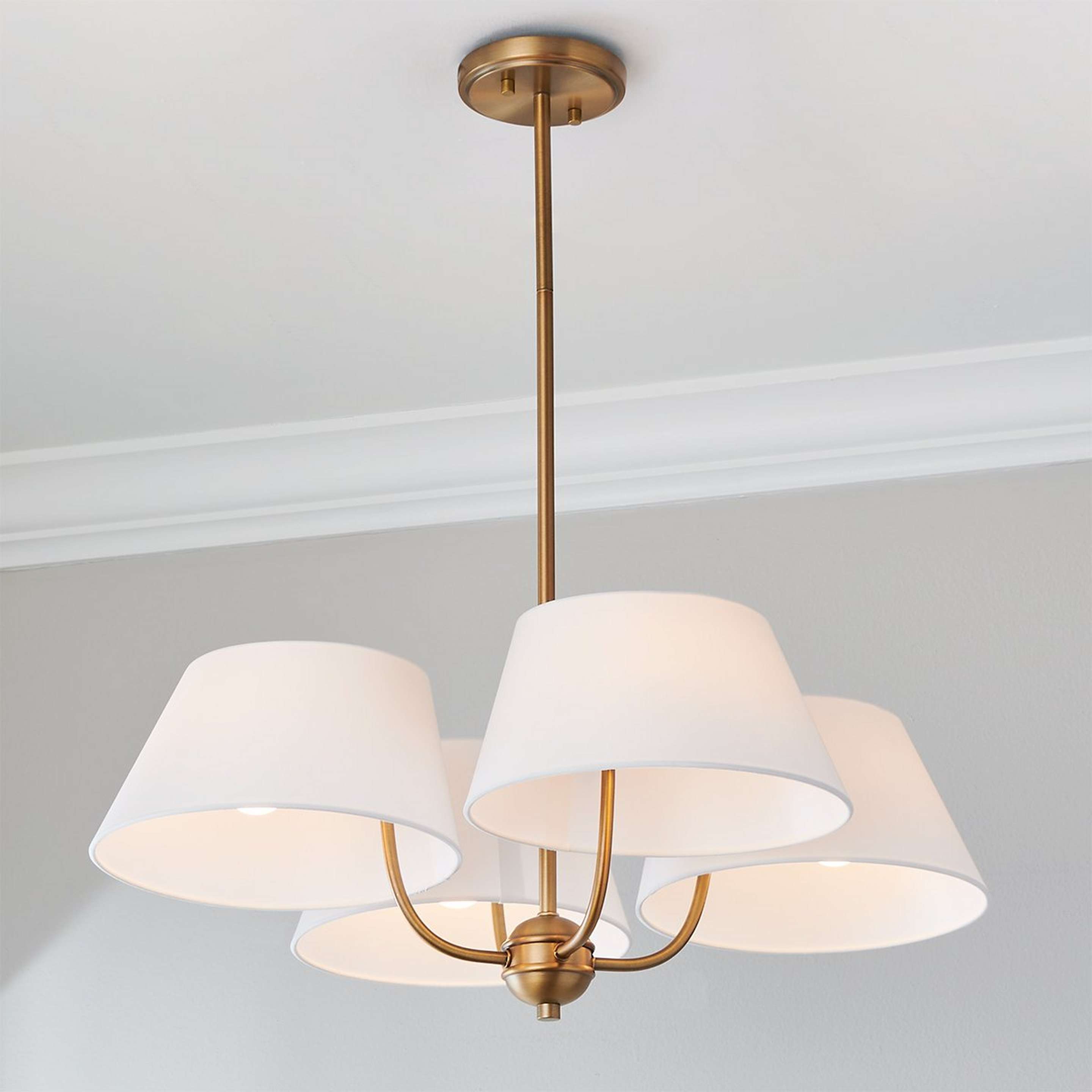 A Jardani Chandelier - 4 Light with Aged Brass / White color