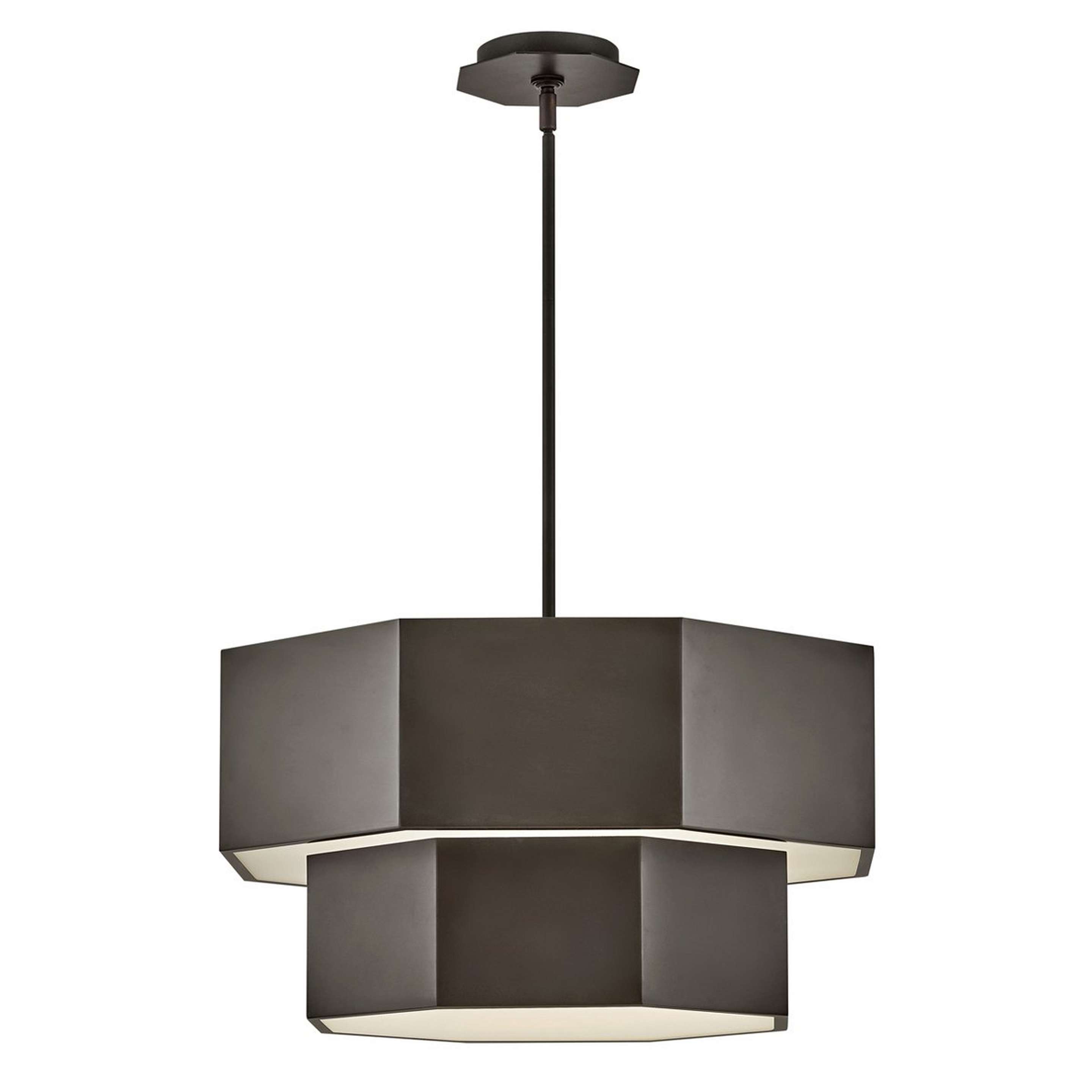A Contemporary Hexagon Convertible Chandelier with Black Oxide color