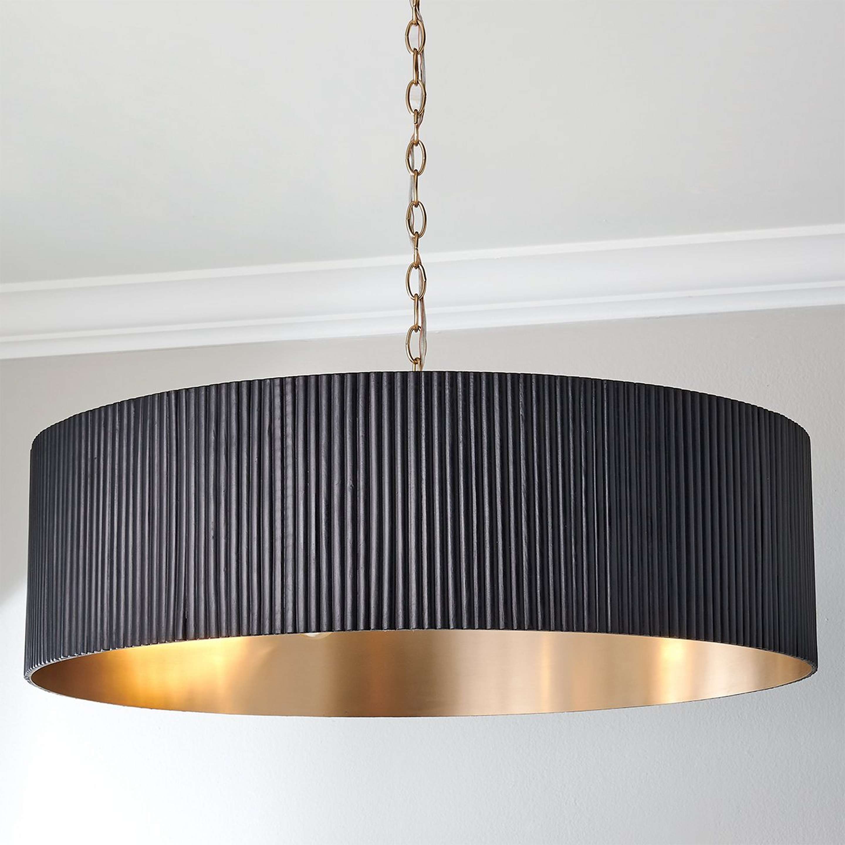 A Chavis Chandelier with Aged Brass / Black Wood Stain color