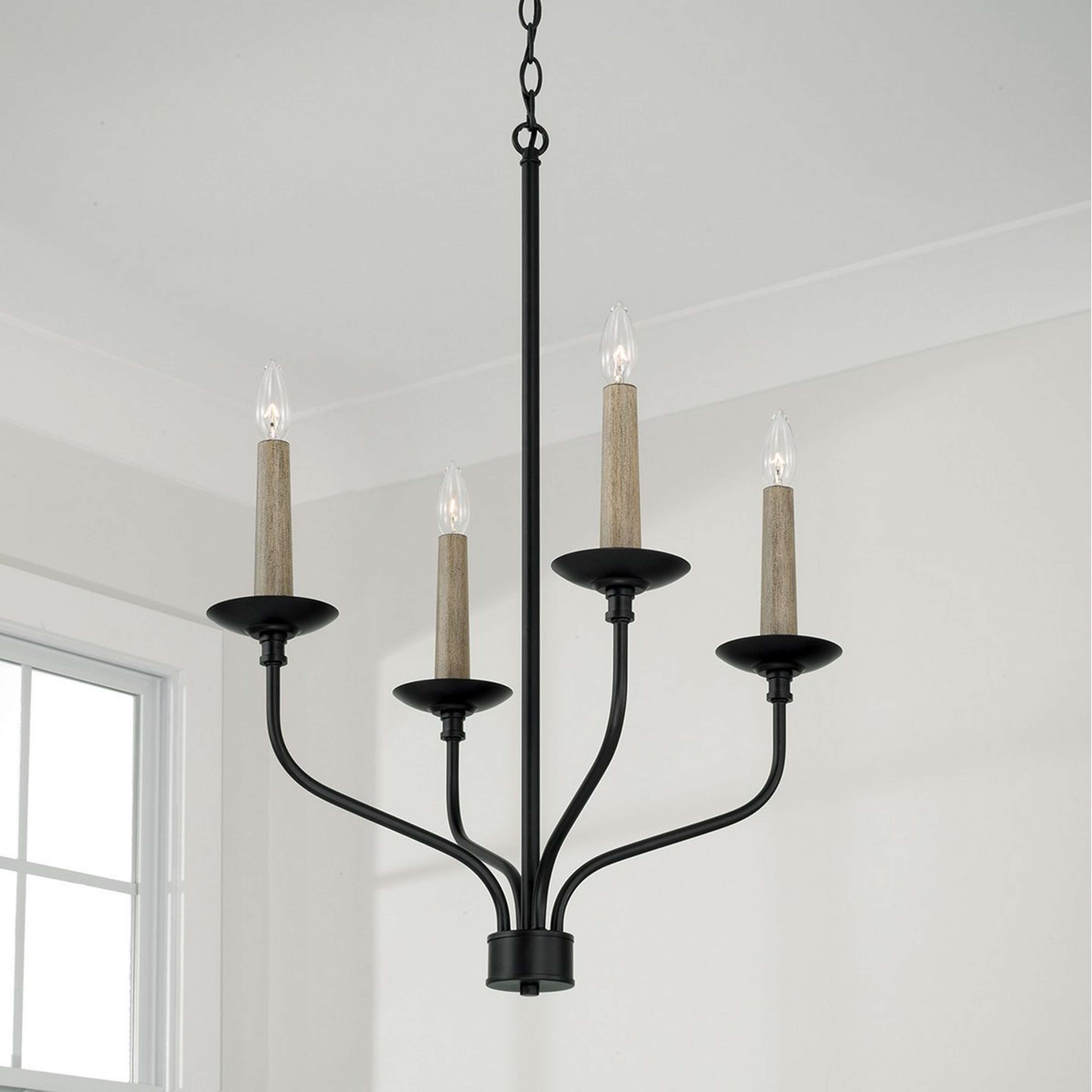 A Lillington Chandelier - Small with Matte Black / Faux Wood color