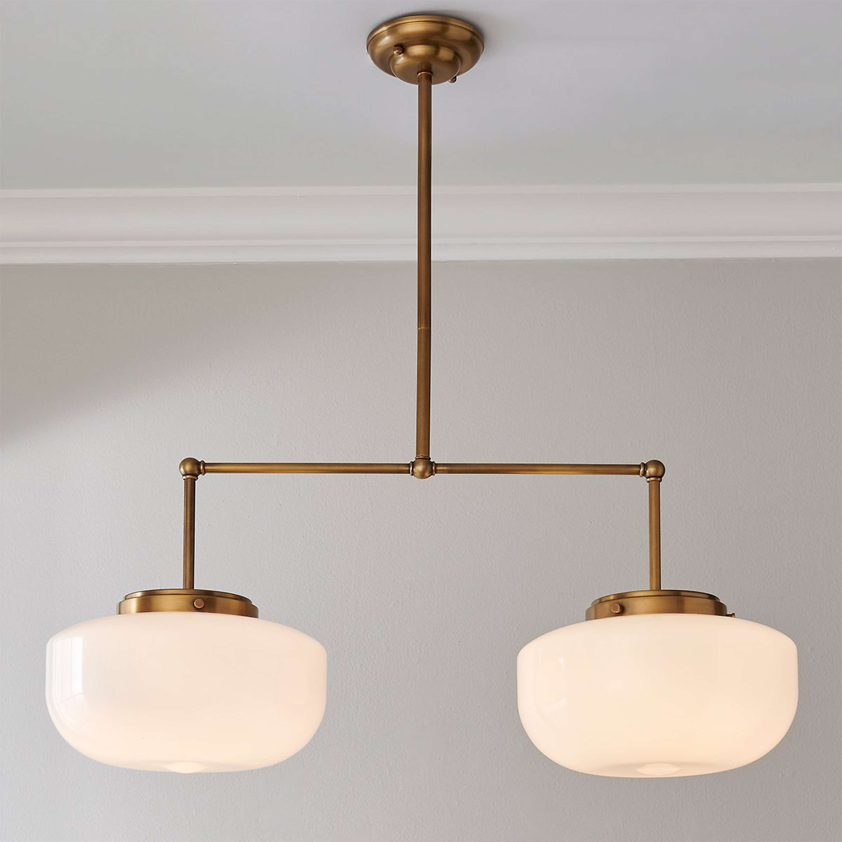 SAtin brass Erin & Ben Co. Gardiner Schoolhouse Linear Chandelier