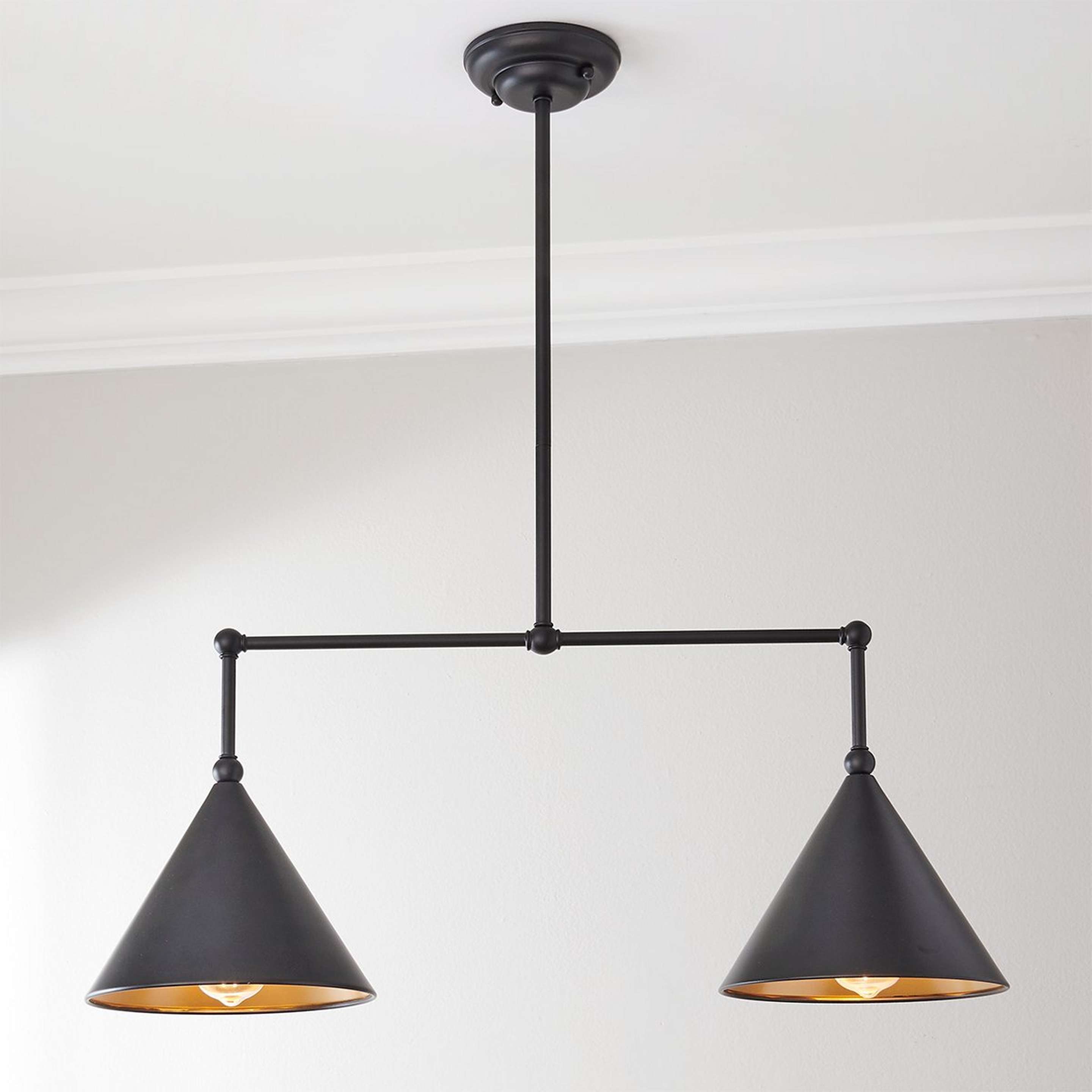 A Erin & Ben Co. Mason Linear Chandelier with Satin Brass / Matte Black color