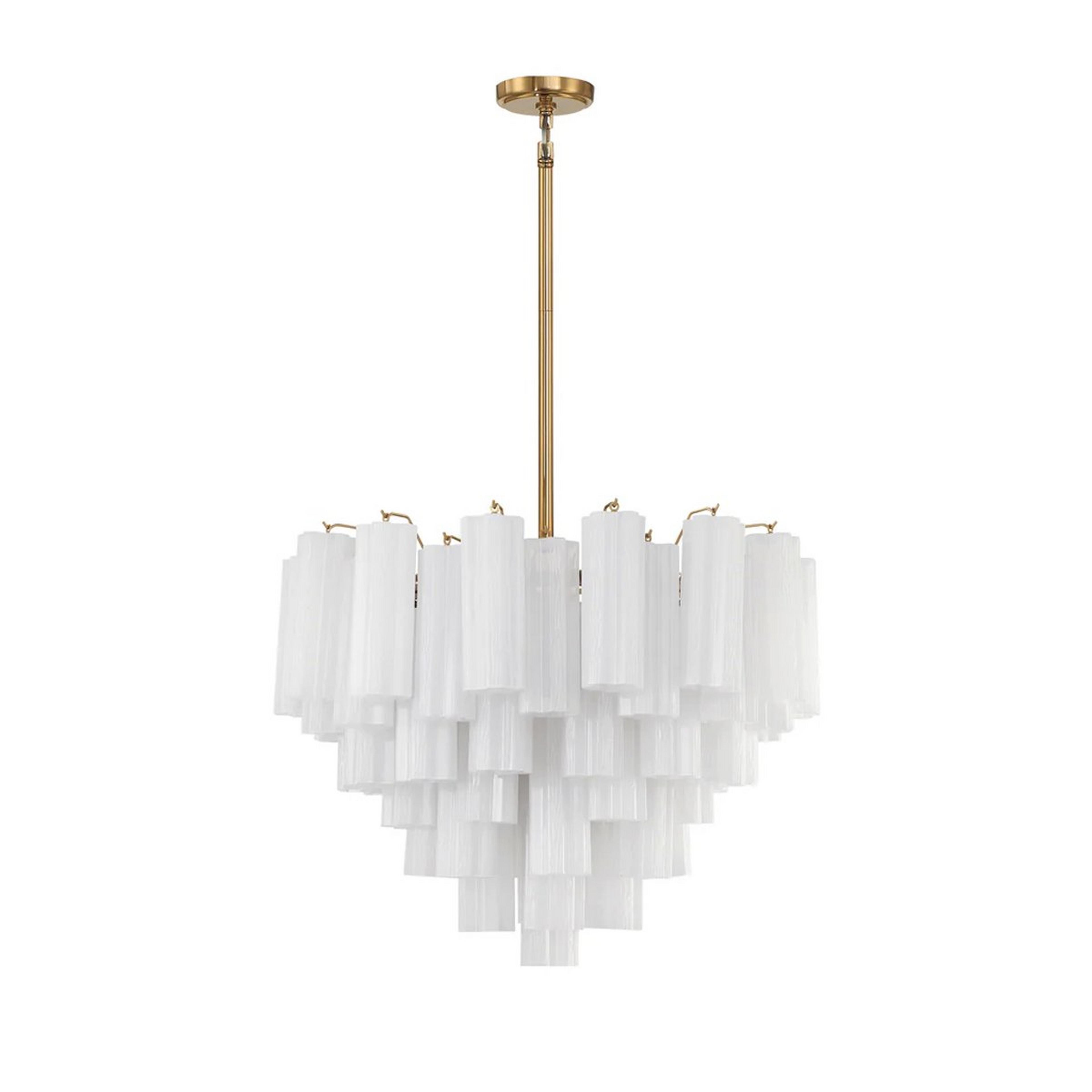 A Imondo Chandelier - 12 Light - White with Aged Brass / White Tronchi Glass color