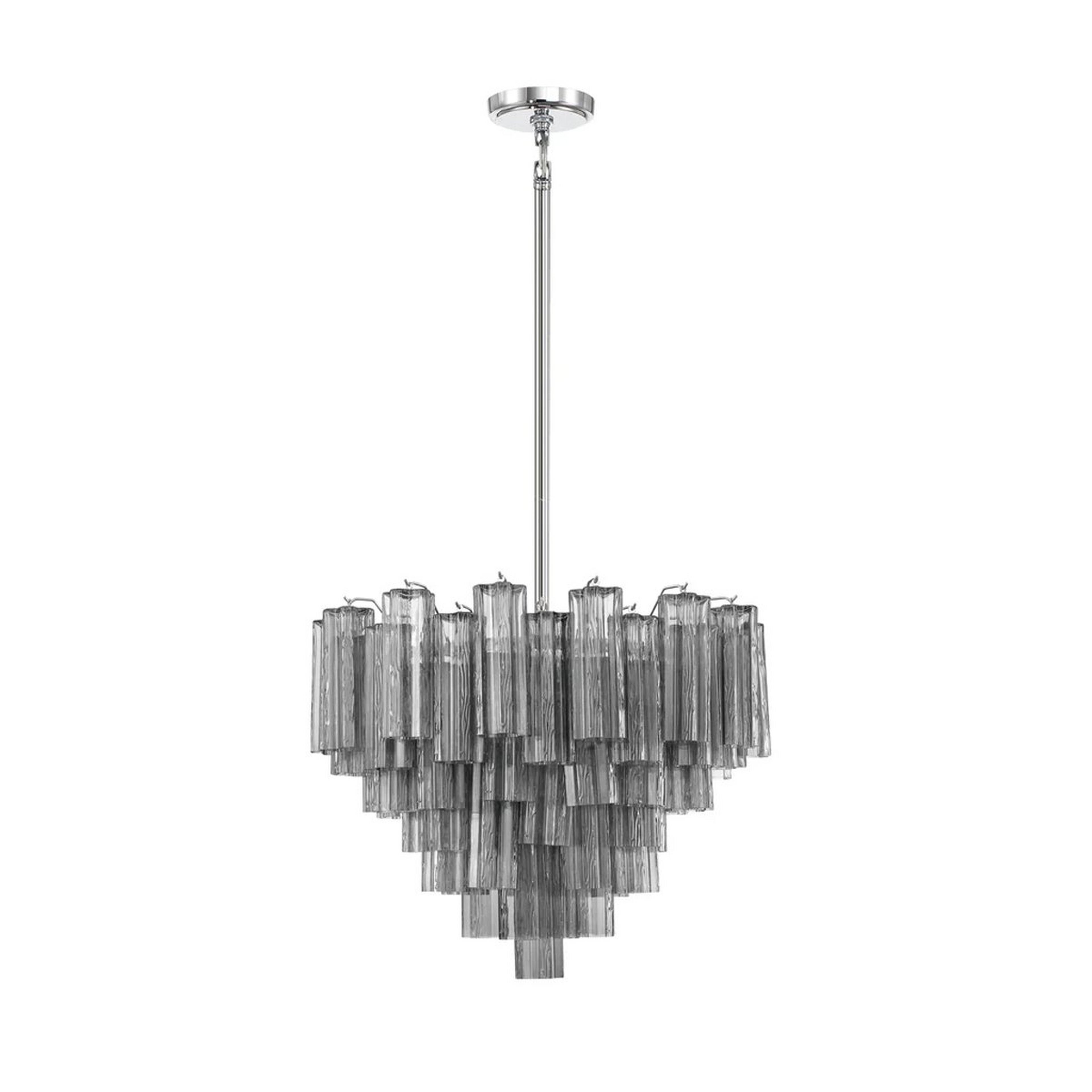 A Imondo Chandelier - 12 Light - Smoke with Chrome / Smoke Tronchi Glass color