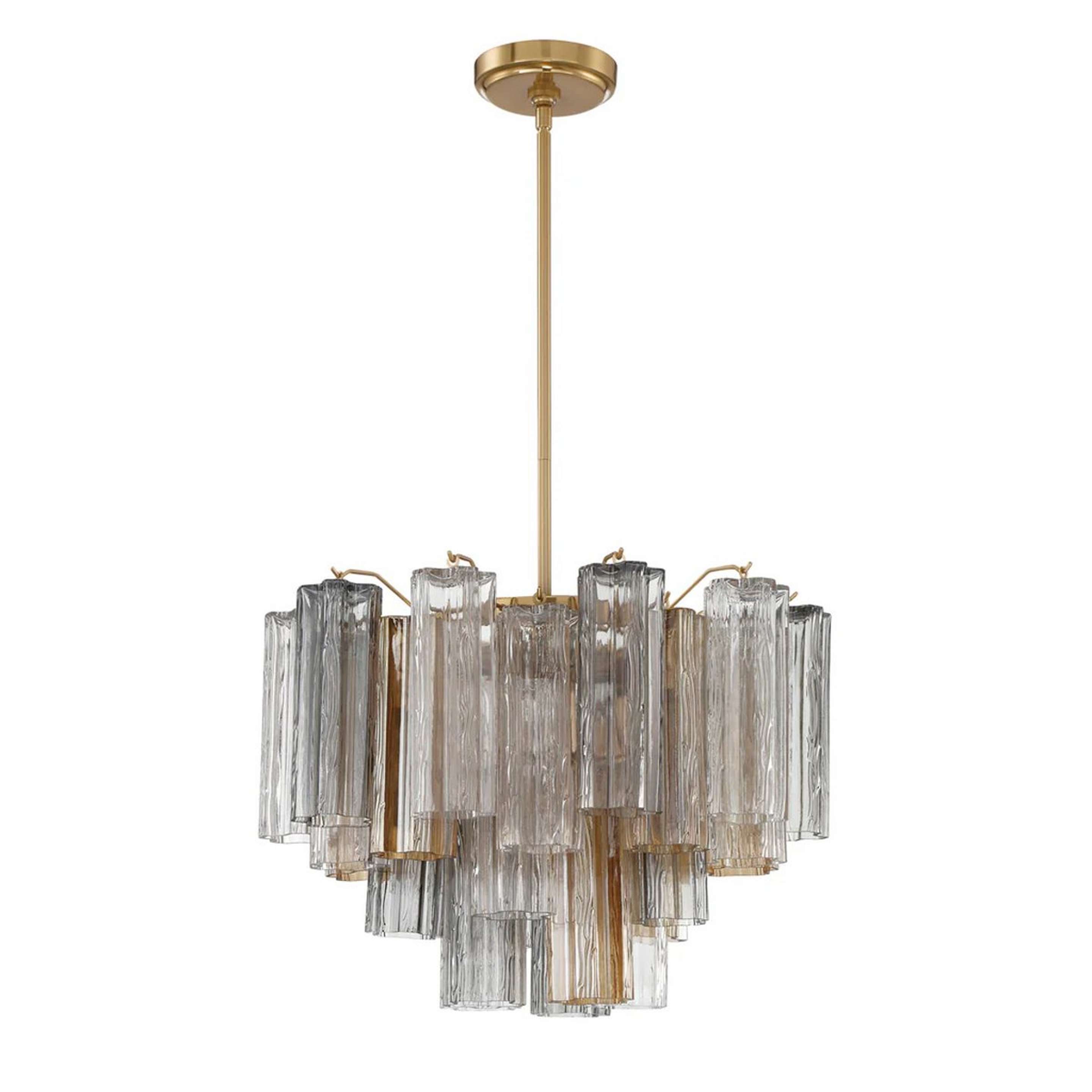 A Imondo Chandelier - 6 Light - Autumn with Aged Brass / Autumn Tronchi Glass color