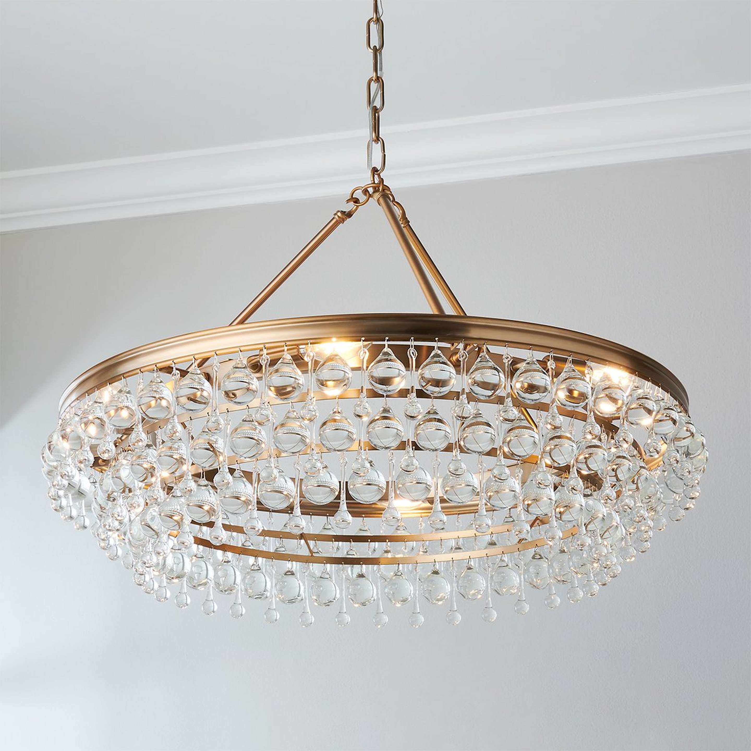 A Crystal Ball Wedding Cake Chandelier with Gold / Clear Crystal color