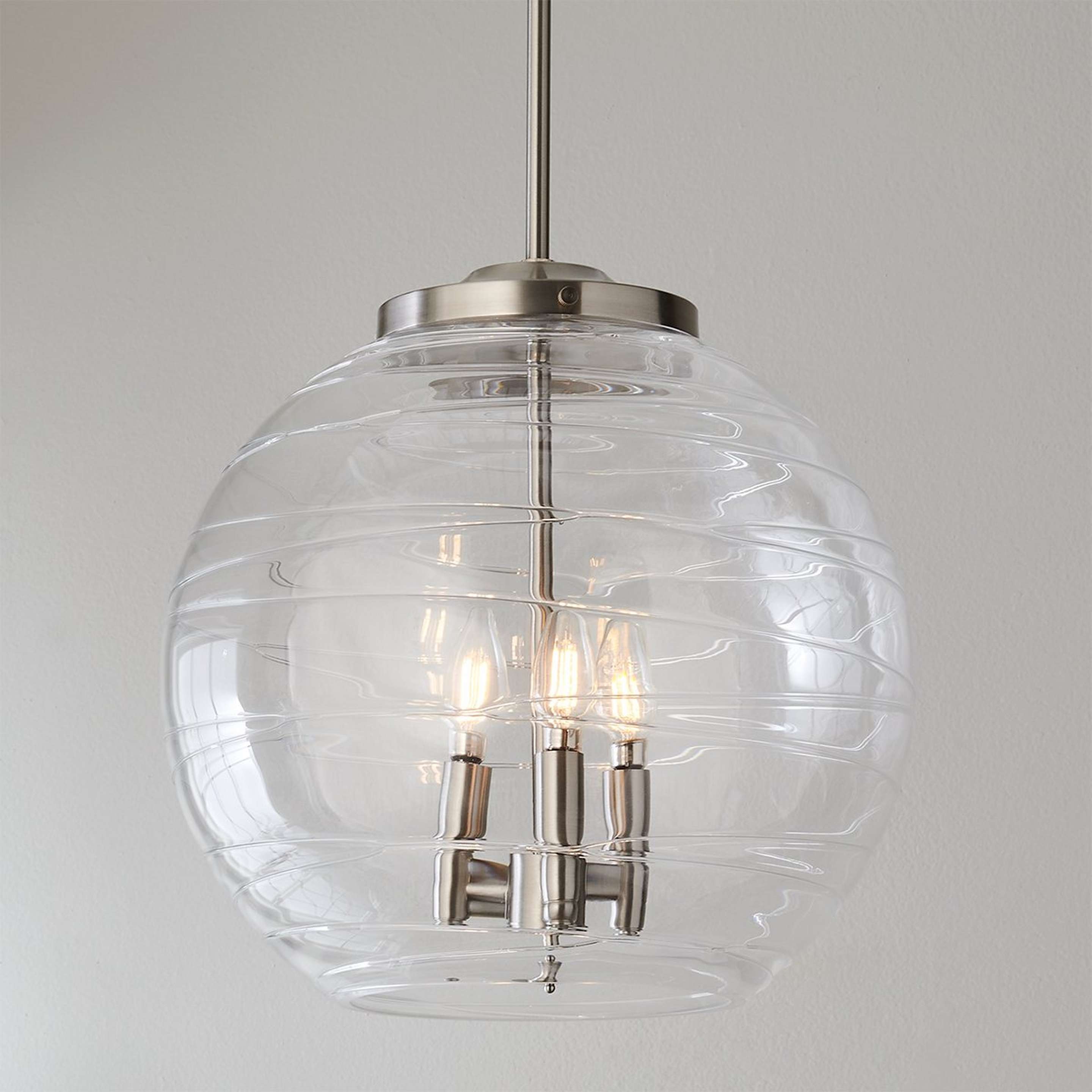 A Sea Swell Chandelier with Brushed Nickel / Clear color