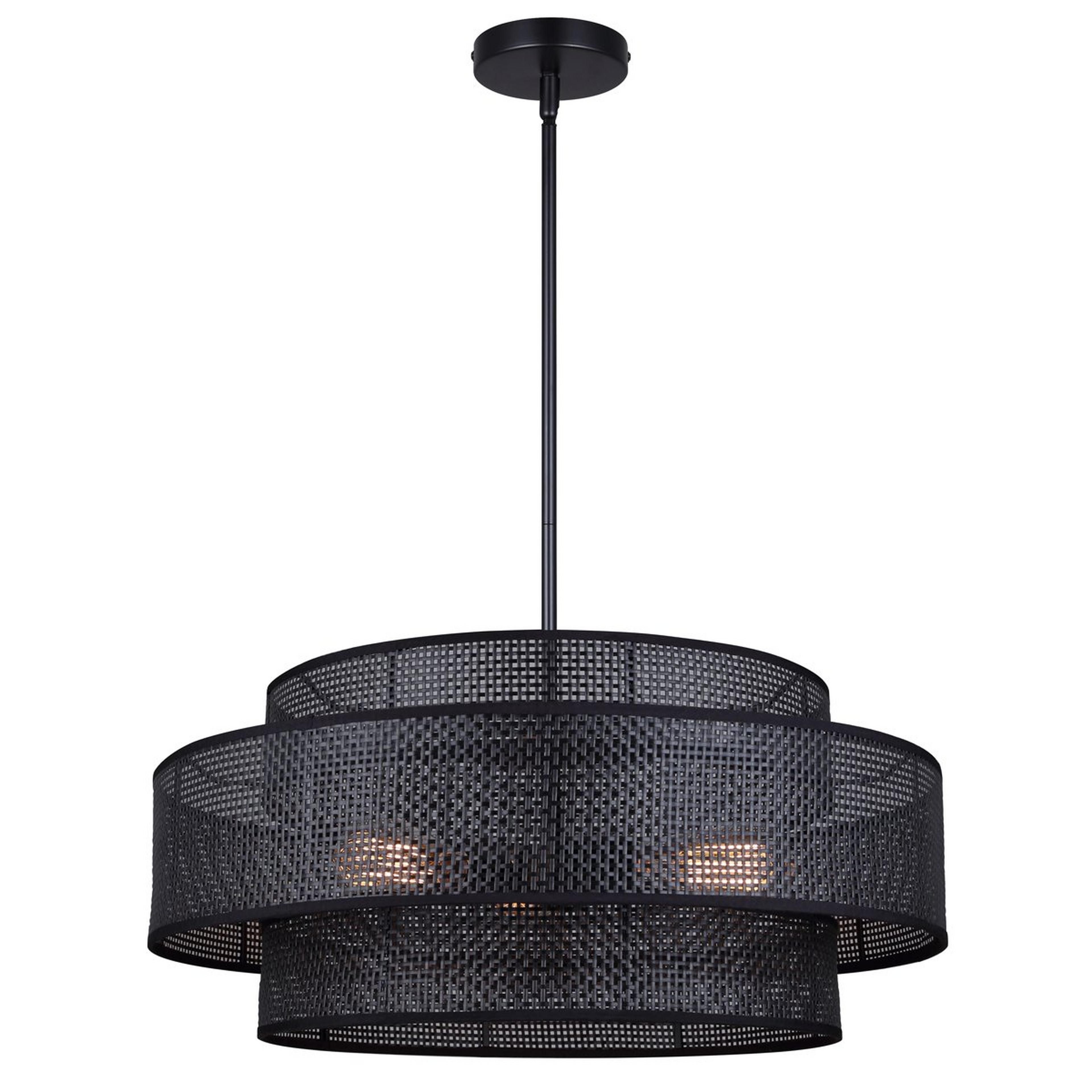 A Zanzibar Chandelier with Black Faux Rattan color