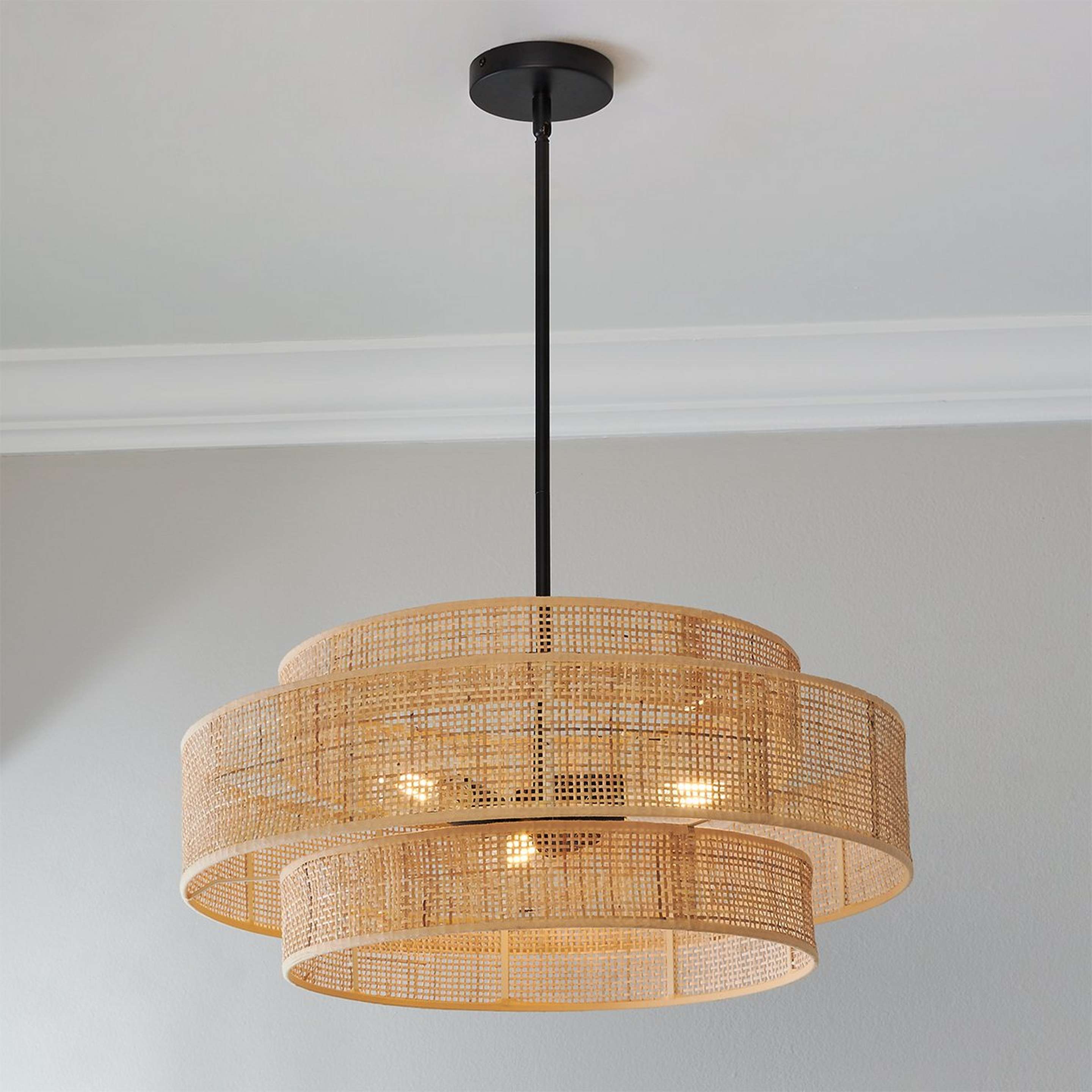 A Zanzibar Chandelier with Faux Rattan color