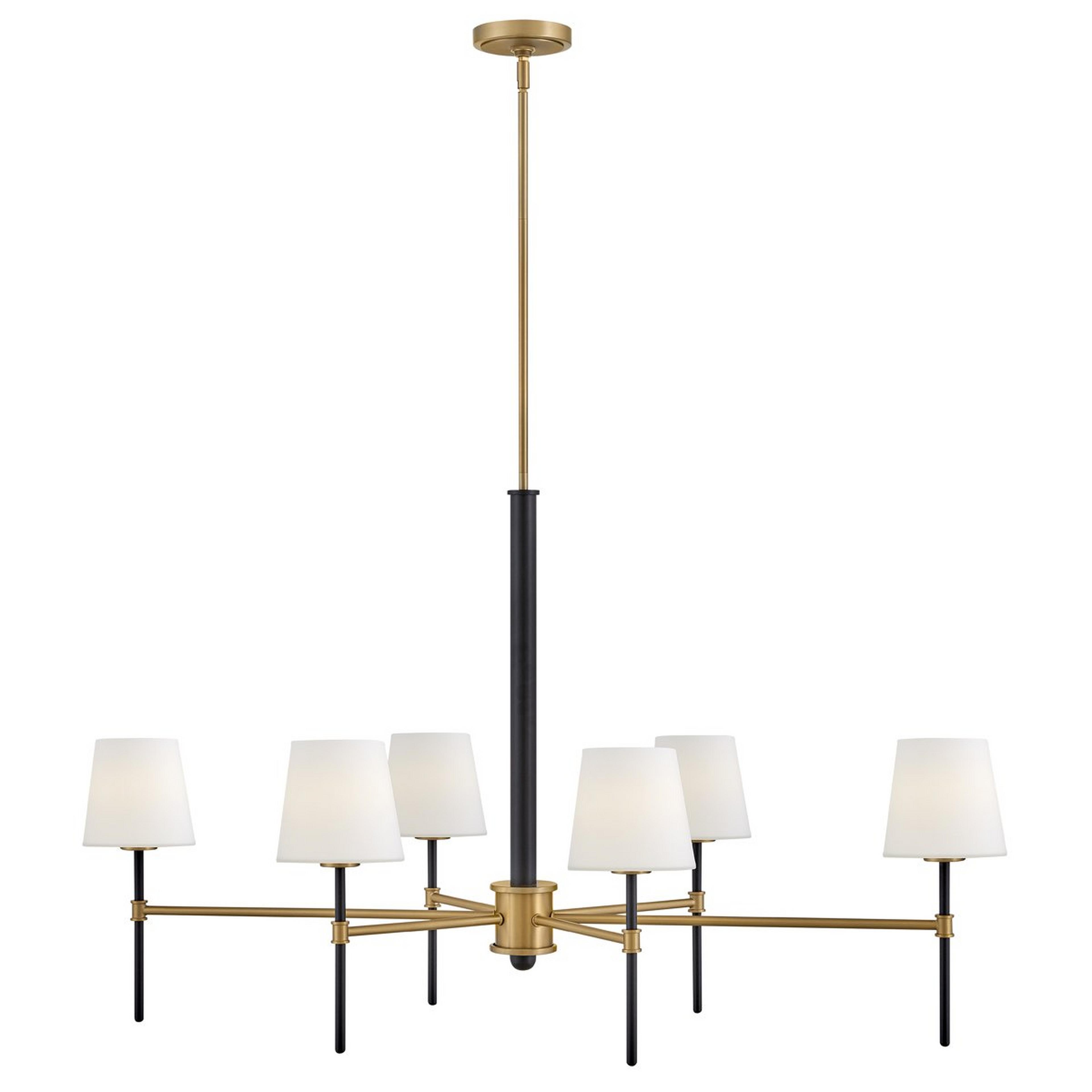 A Welwyn Island Chandelier with Aged Brass / Black / Opal Glass color