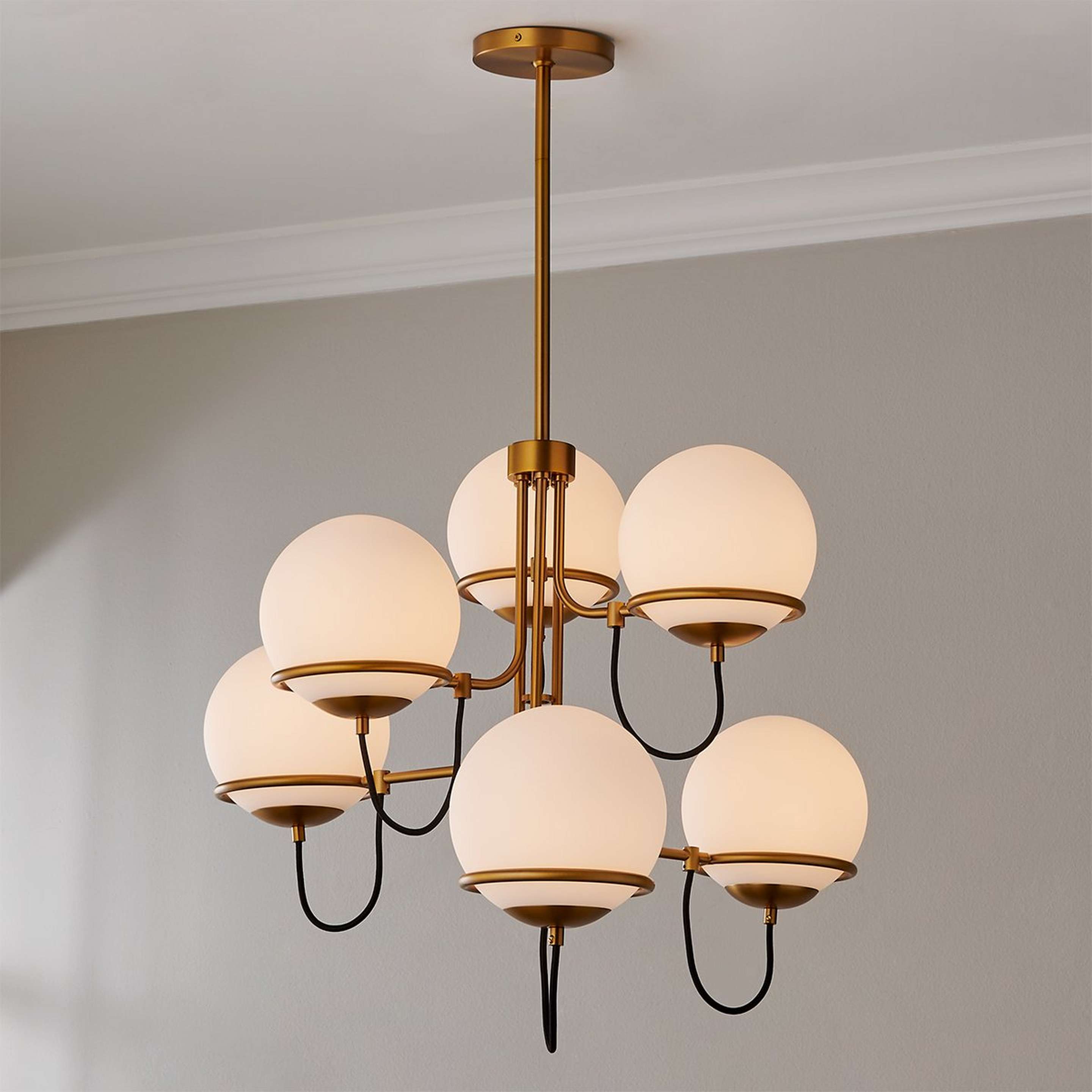 A Starscape Chandelier - Large with Aged Gold / White Glass color