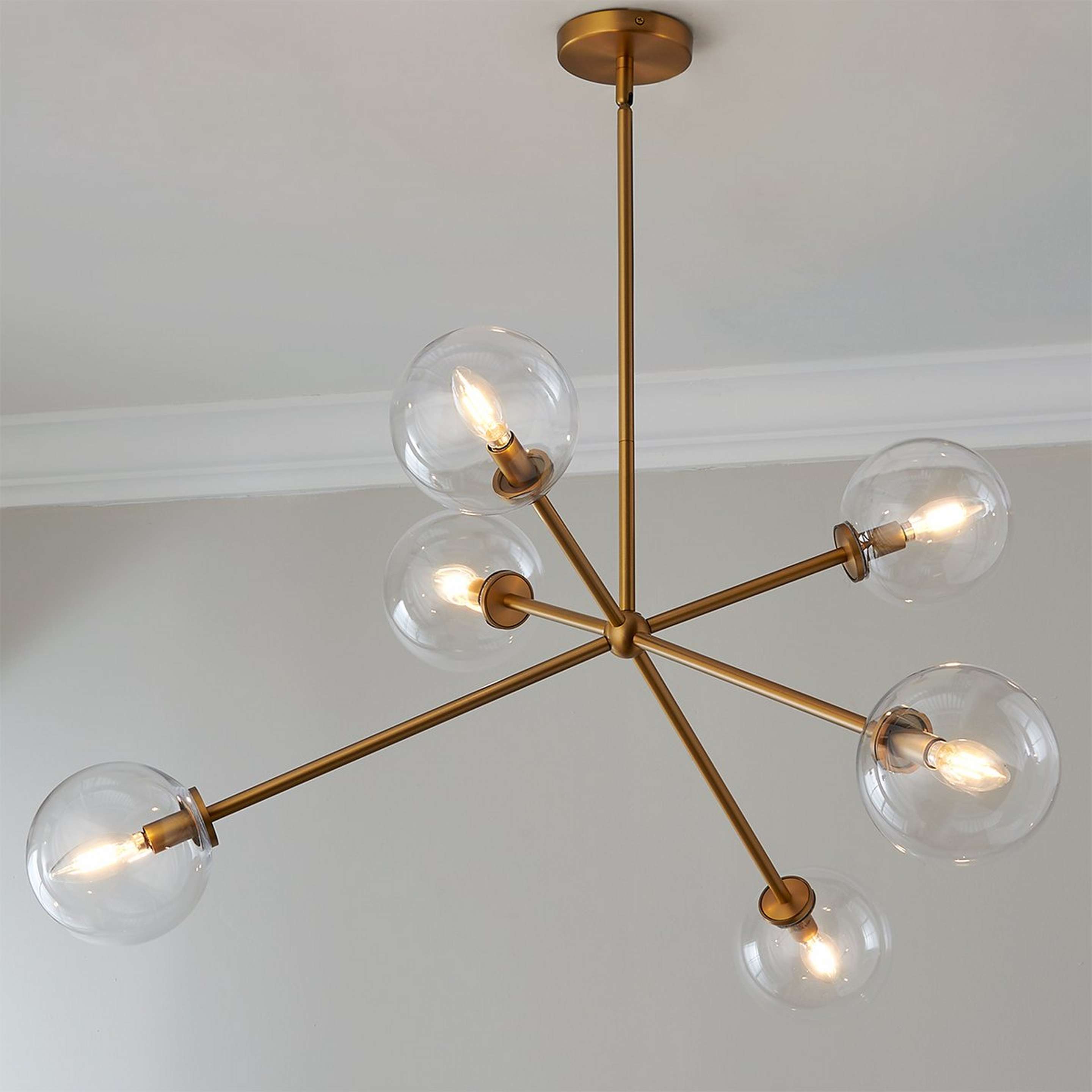 A Algonac Spheres Chandelier - Clear with Aged Gold / Clear Glass color