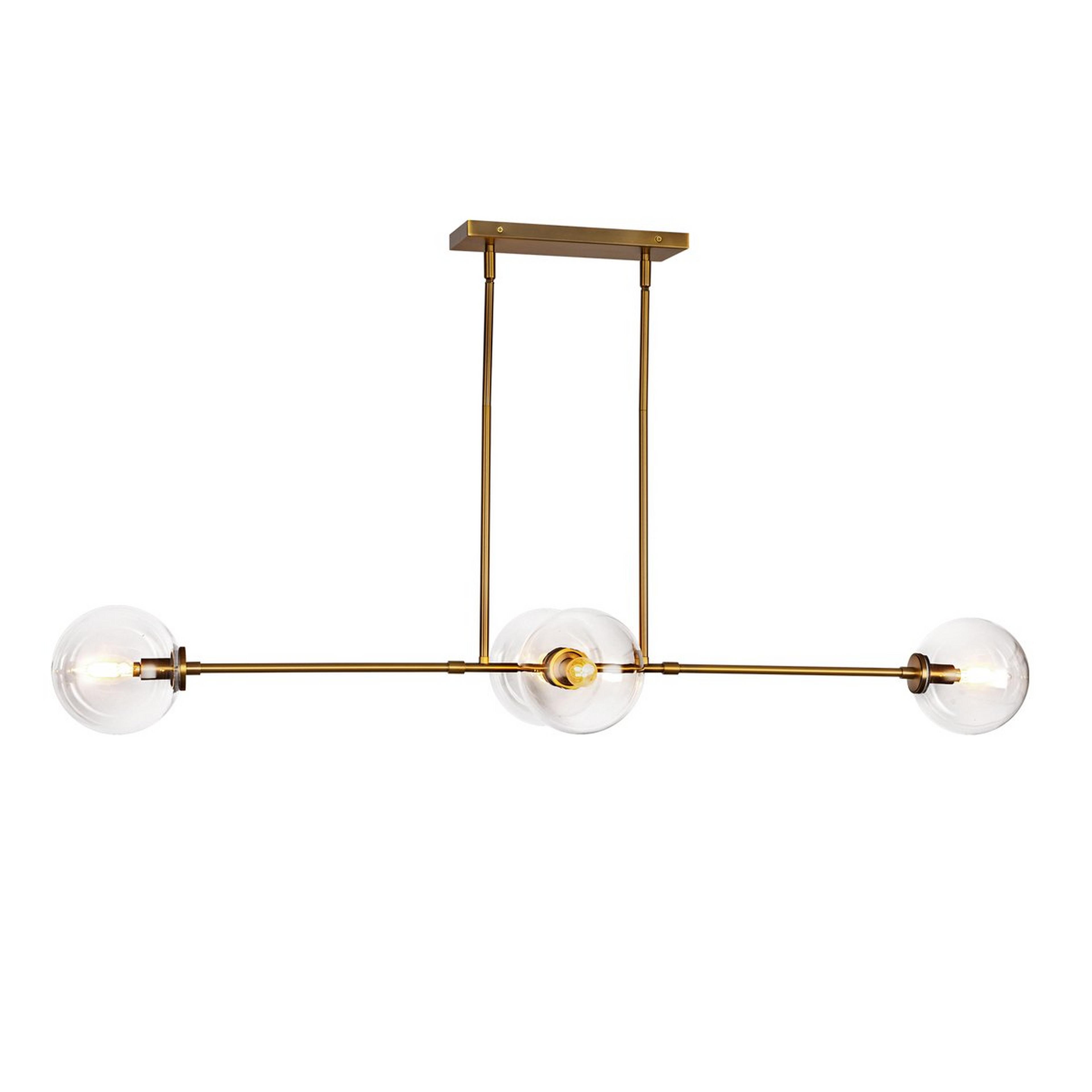 A Algonac Spheres Island Chandelier - Clear with Aged Gold / Clear Glass color