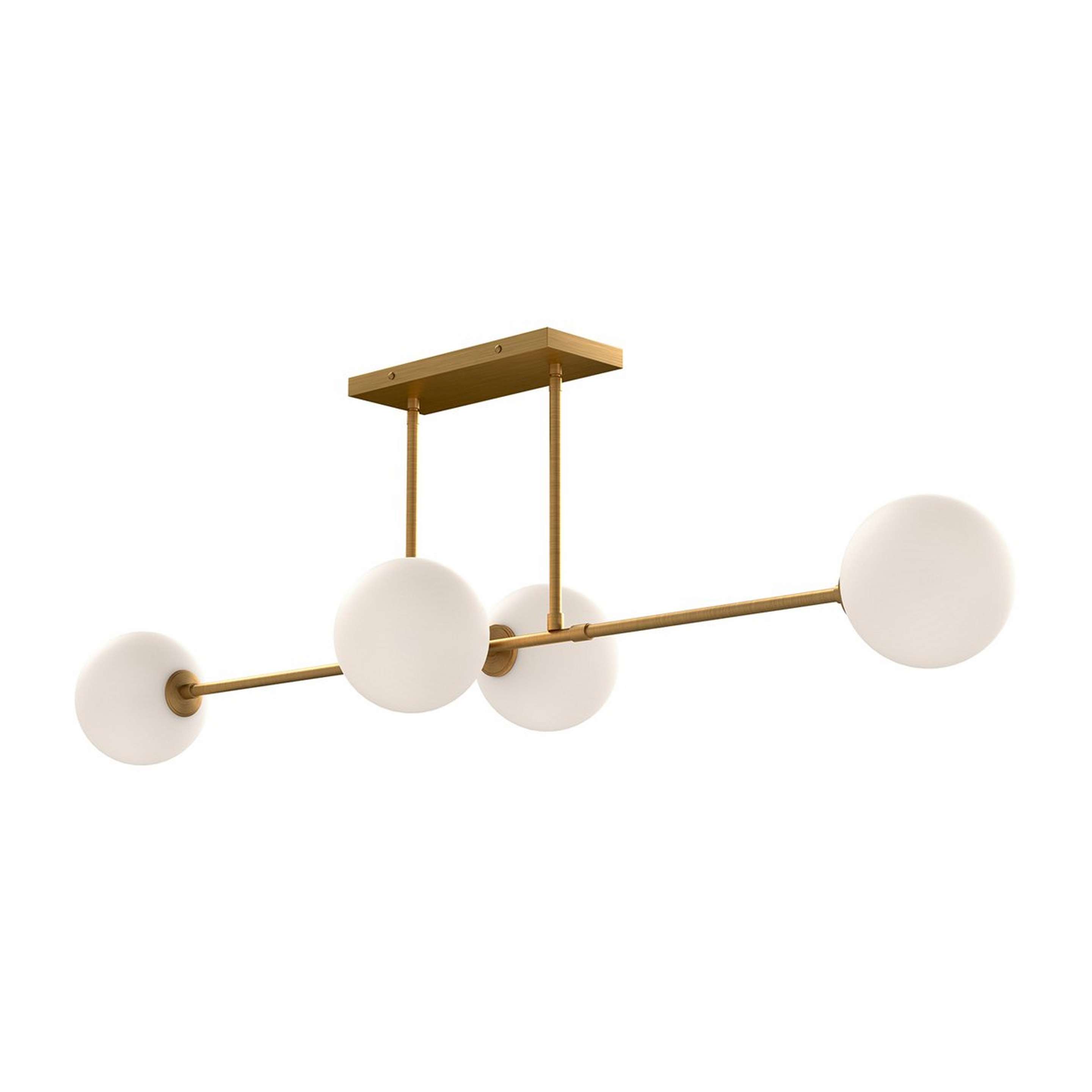 A Algonac Spheres Island Chandelier - Opal with Aged Gold / Matte Opal Glass color