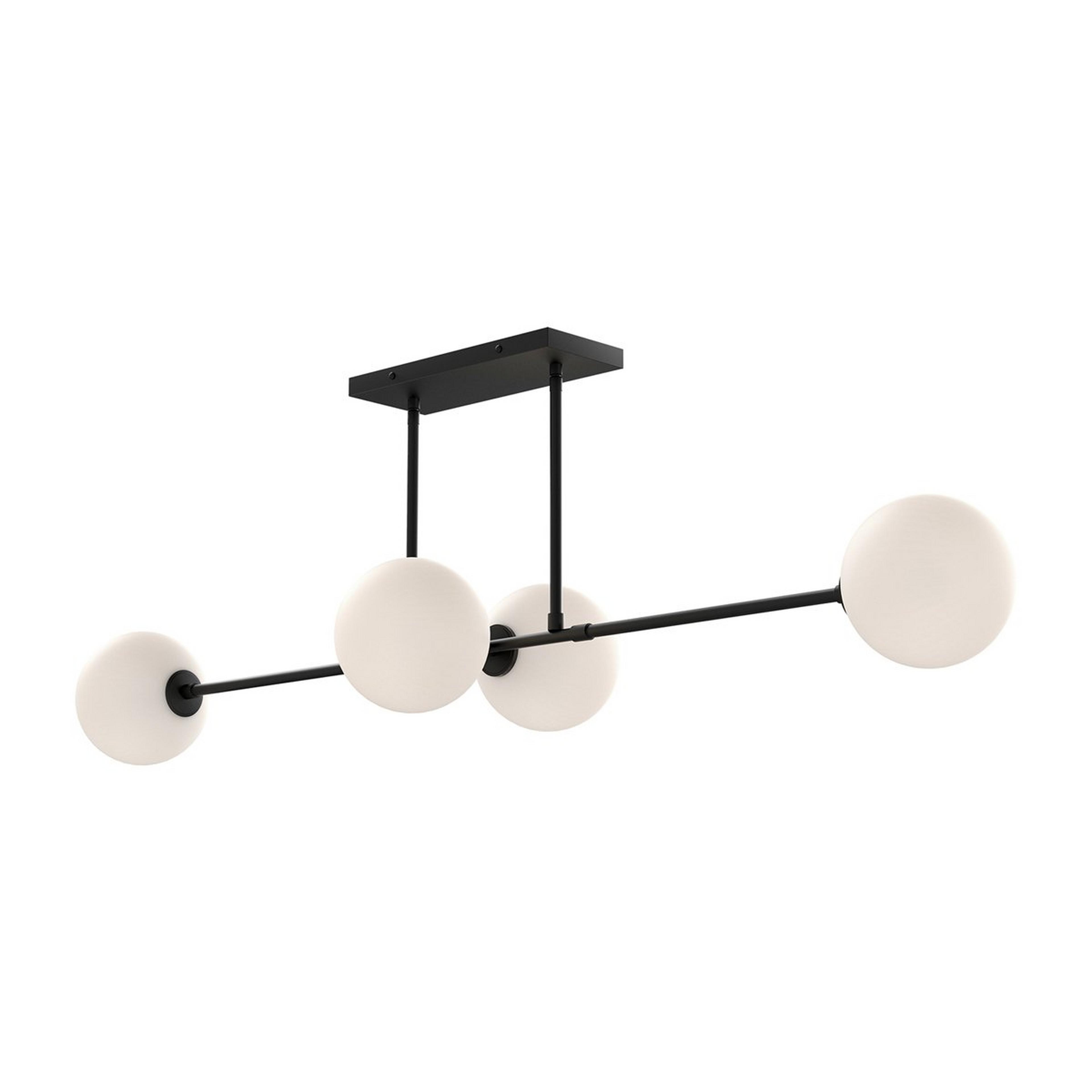 A Algonac Spheres Island Chandelier - Opal with Matte Black / Matte Opal Glass color