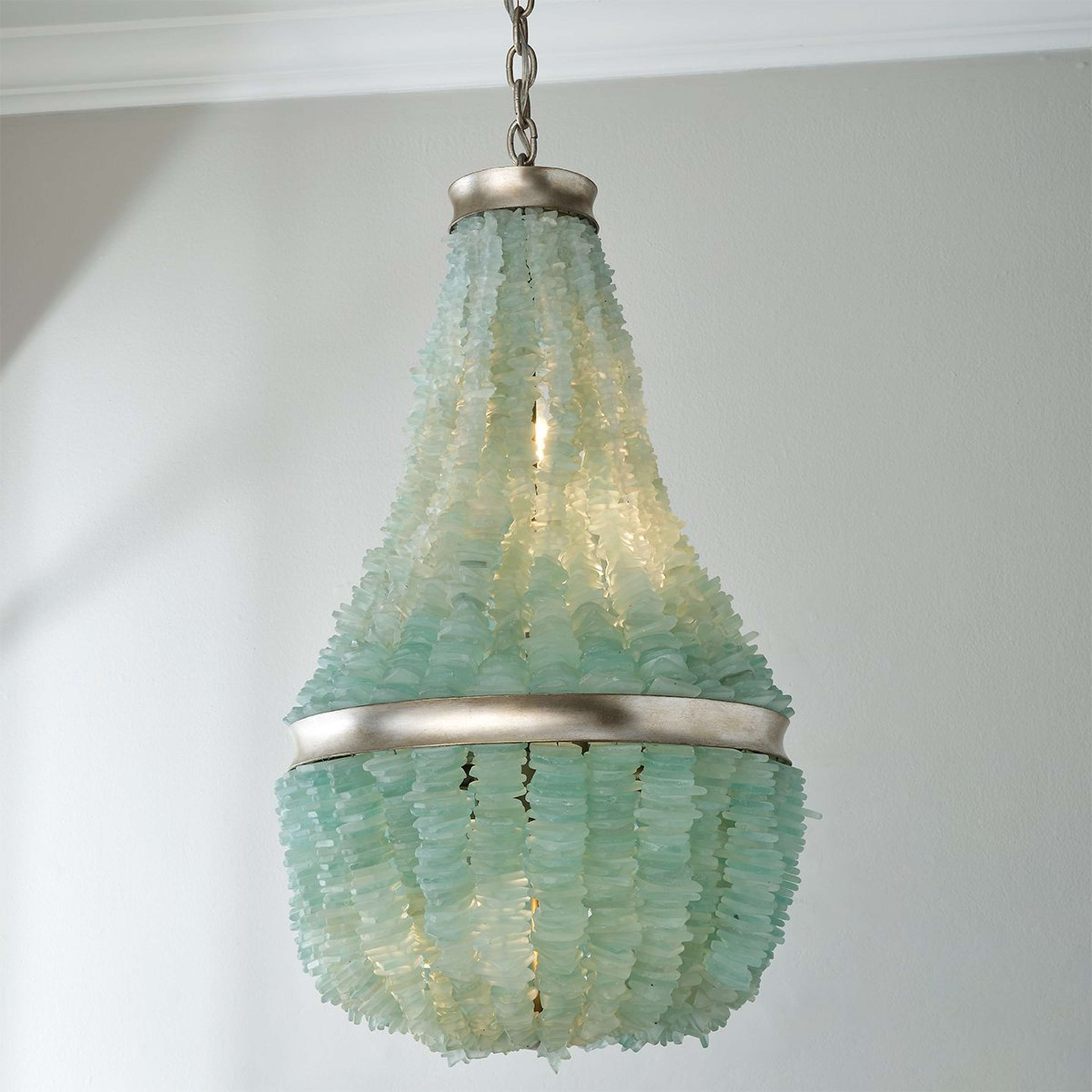 A Salamis Chandelier with Champagne Silver / Seaglass color