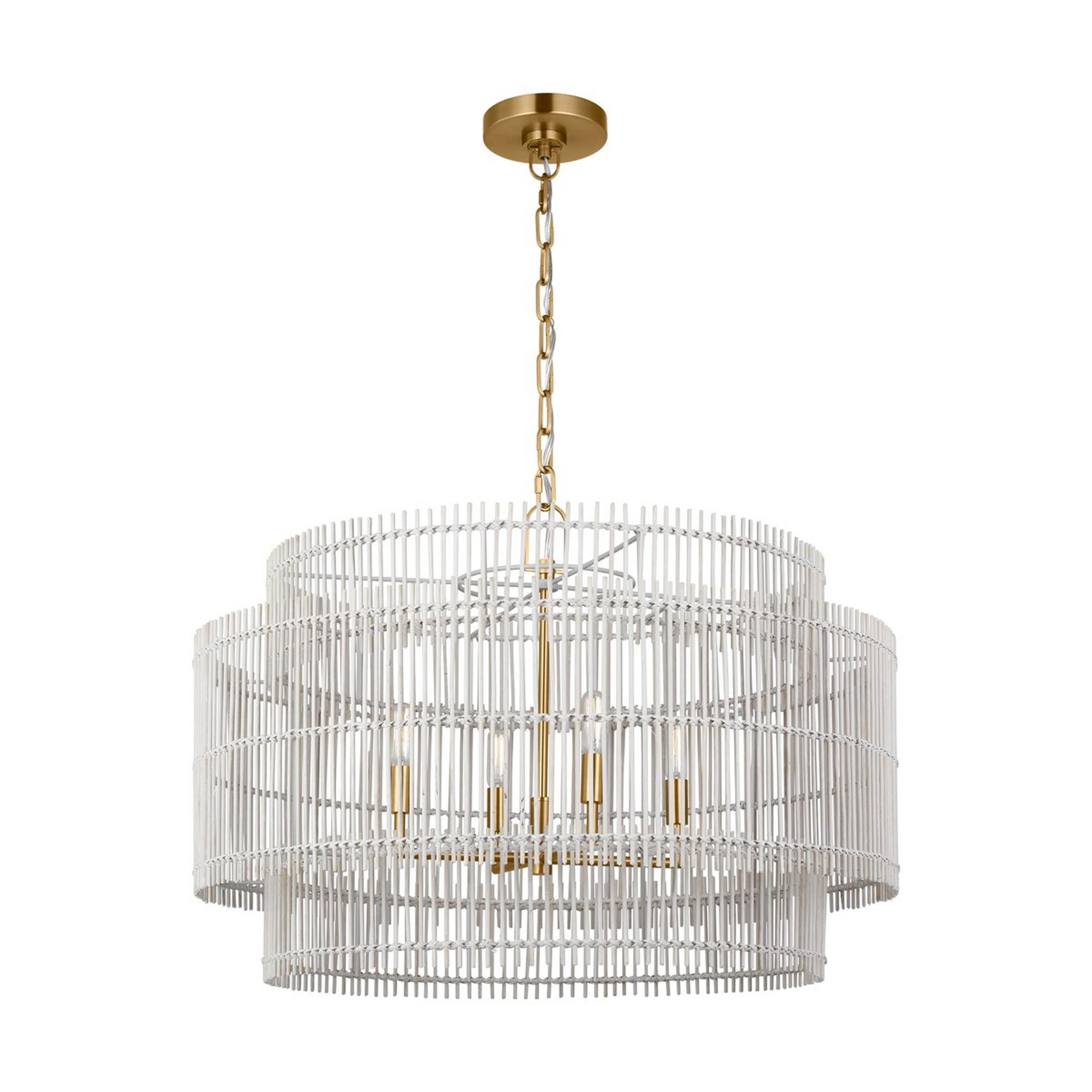A ED Ellen DeGeneres Elio Chandelier with Burnished Brass / White Bamboo color