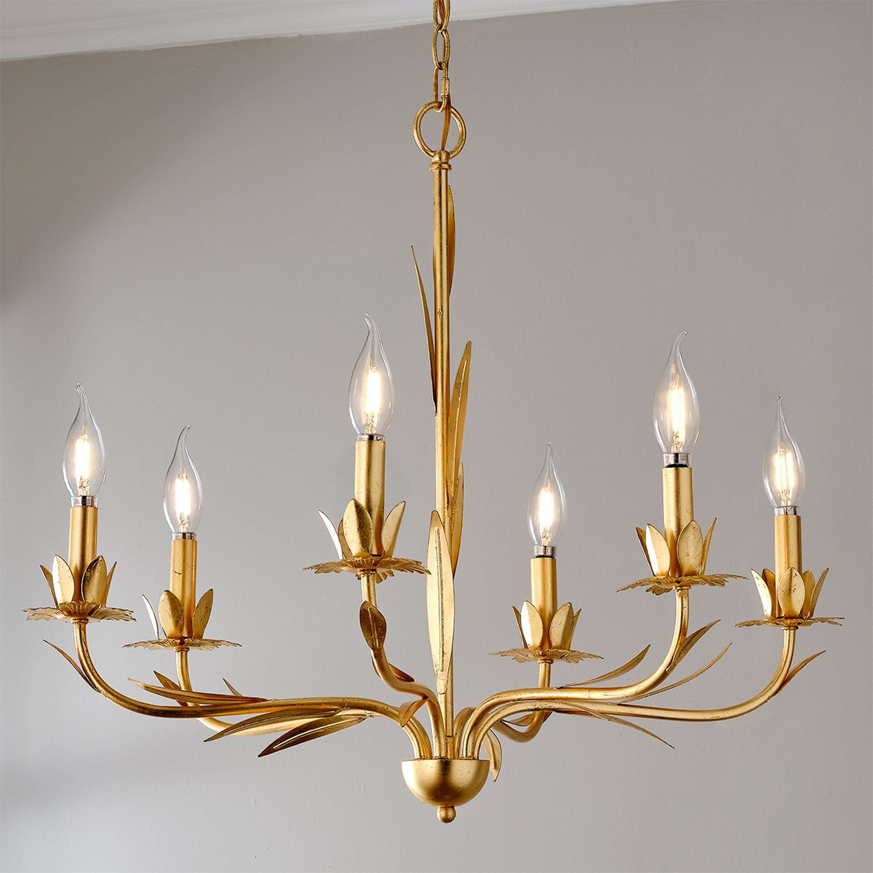 A Fiabesco Chandelier with Gold Leaf color