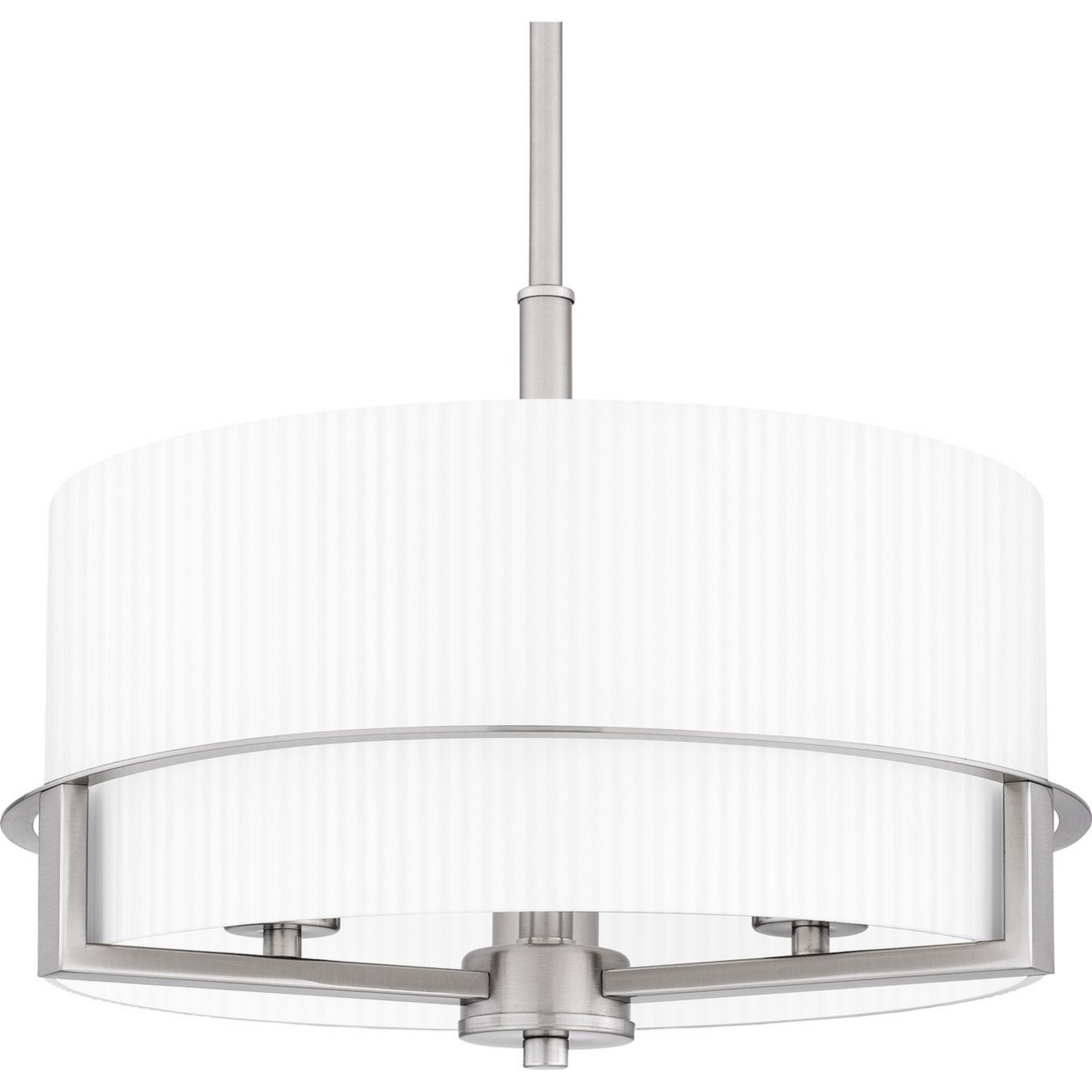 A Hiram Chandelier with Brushed Nickel / Ribbed Opal Glass color