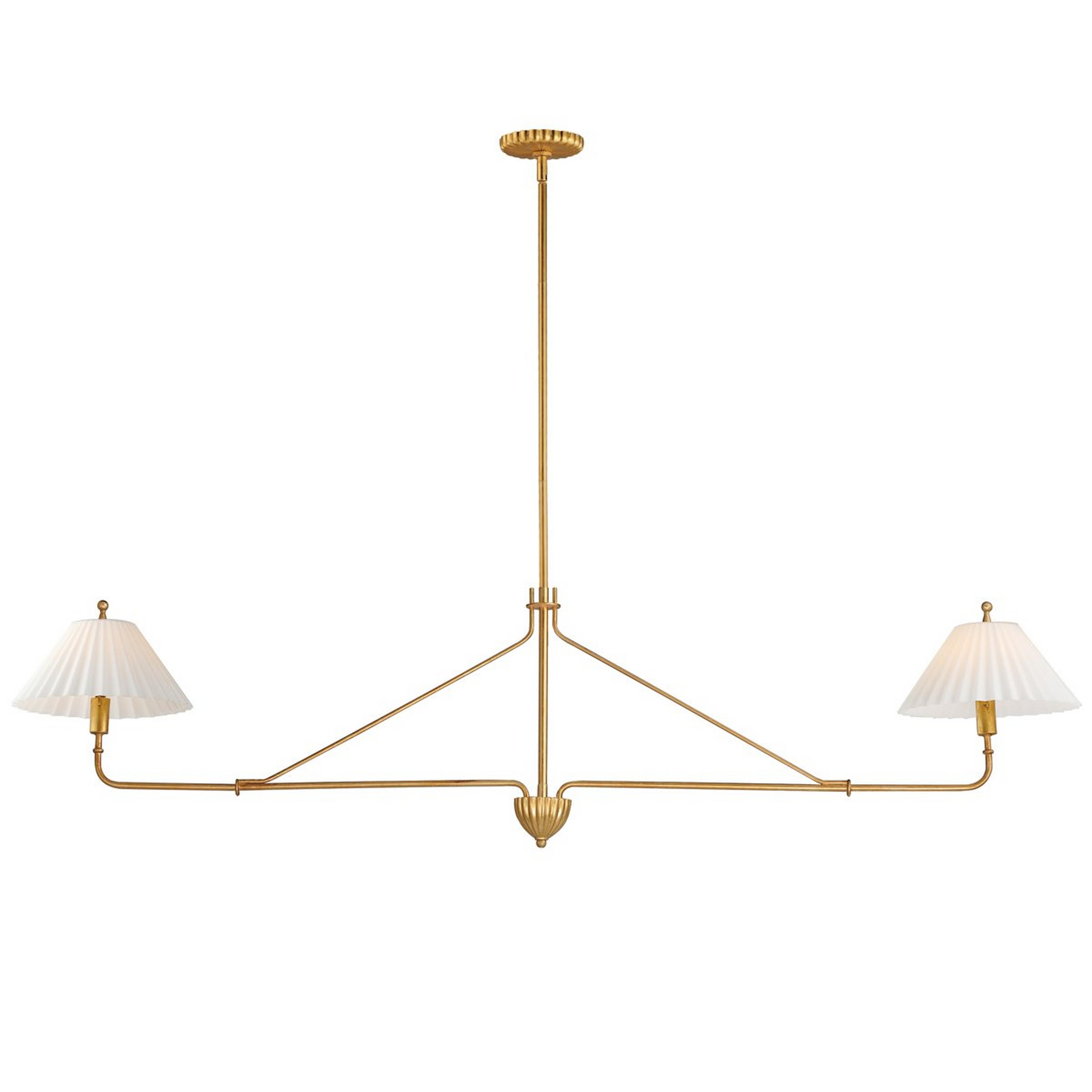 A Transatlantic Island Chandelier - 2 Light with Gold Leaf / White Glass color