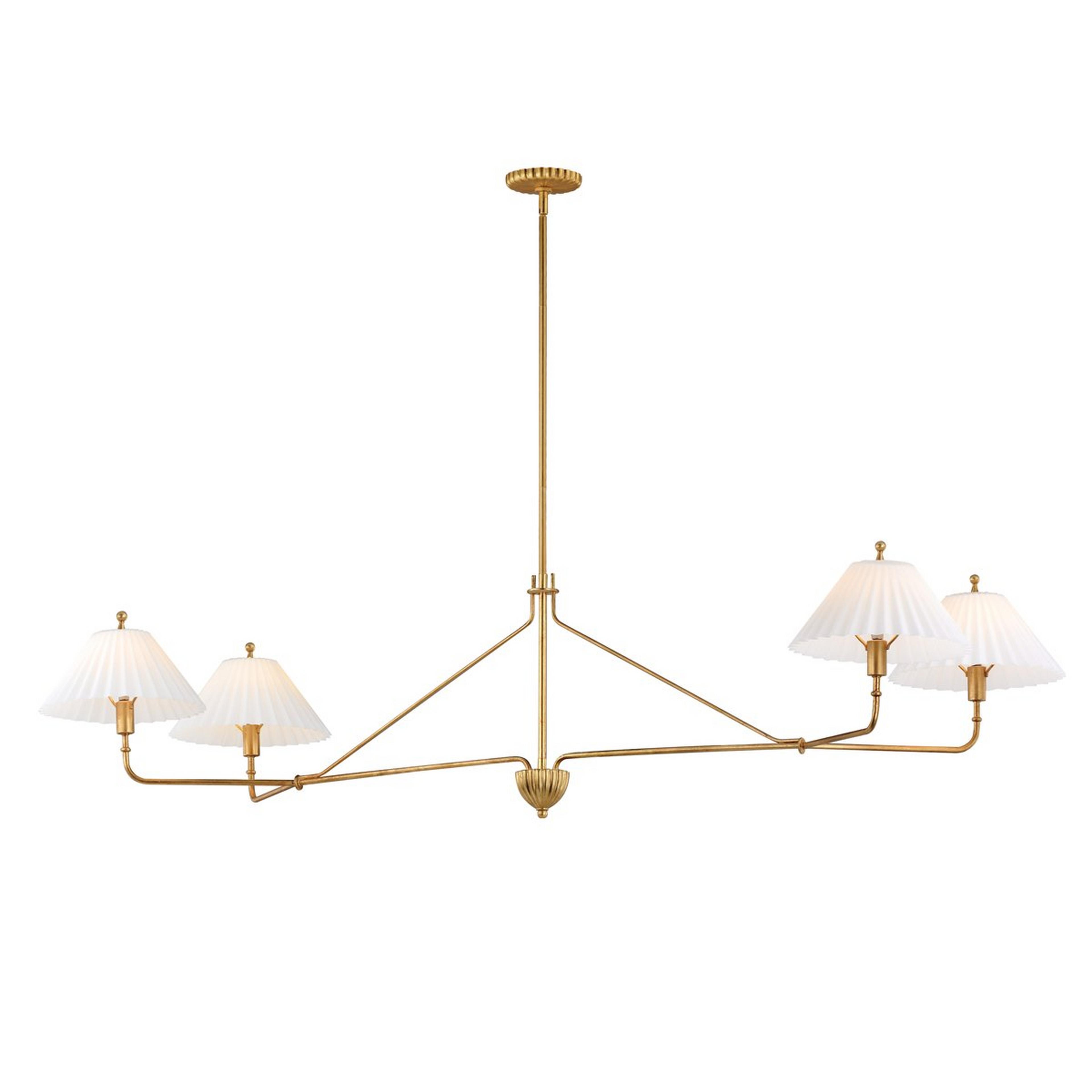 A Transatlantic Island Chandelier - 4 Light with Gold Leaf / White Glass color