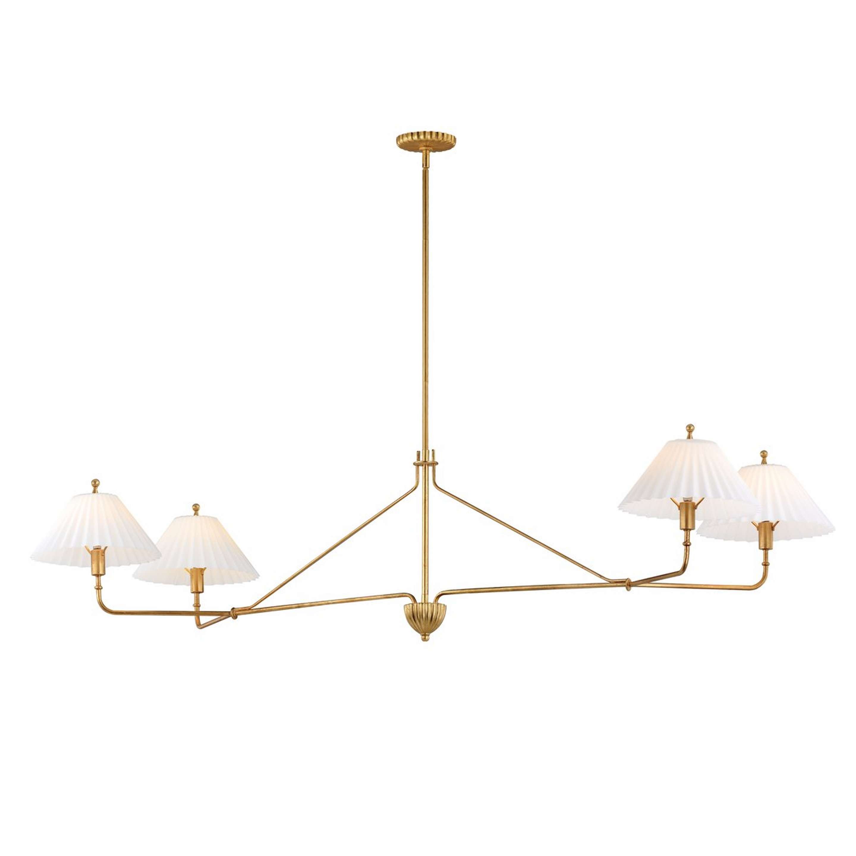 A Transatlantic Island Chandelier - 4 Light with Gold Leaf / White Glass color
