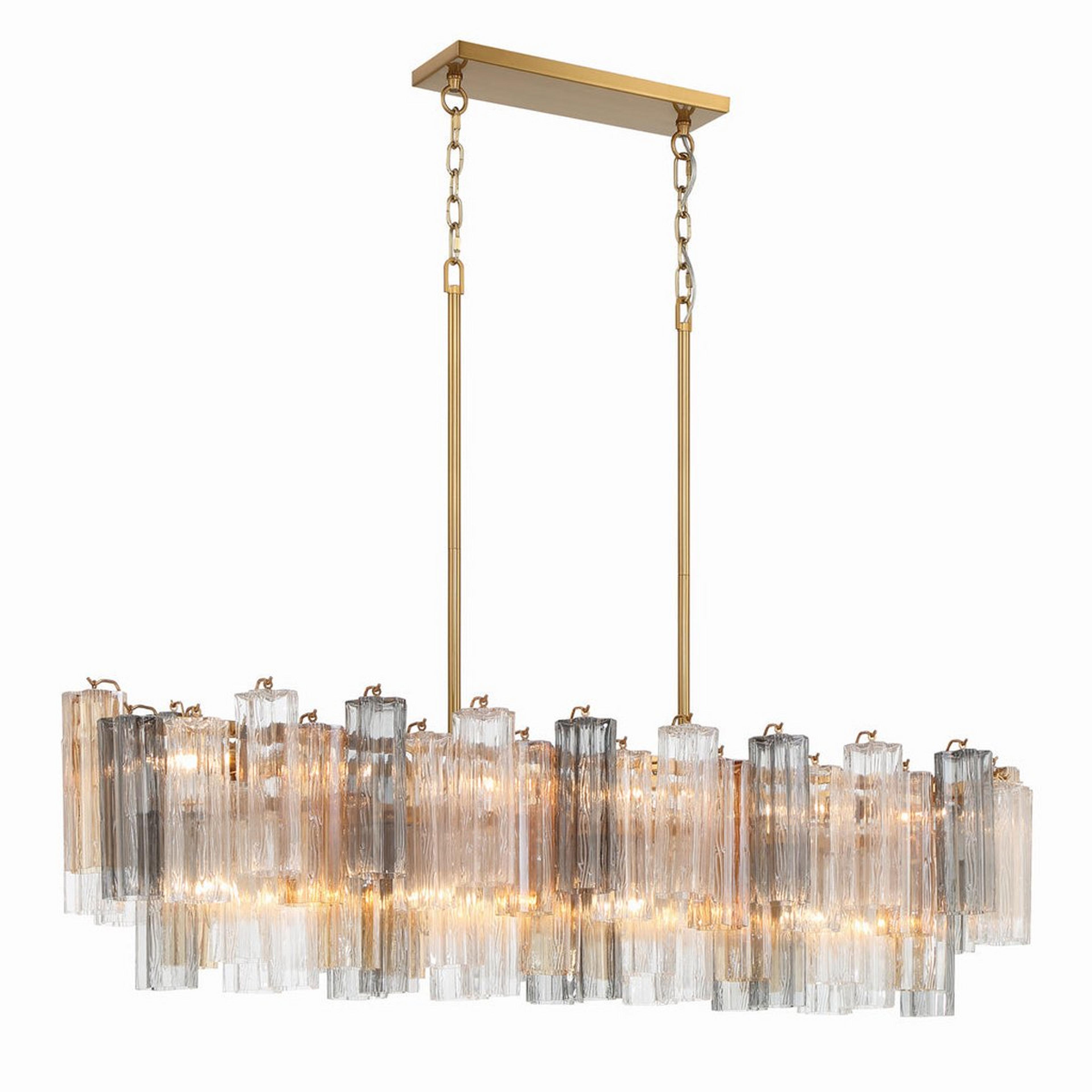 A Imondo Island Chandelier - Autumn with Aged Brass / Autumn Tronchi Glass color