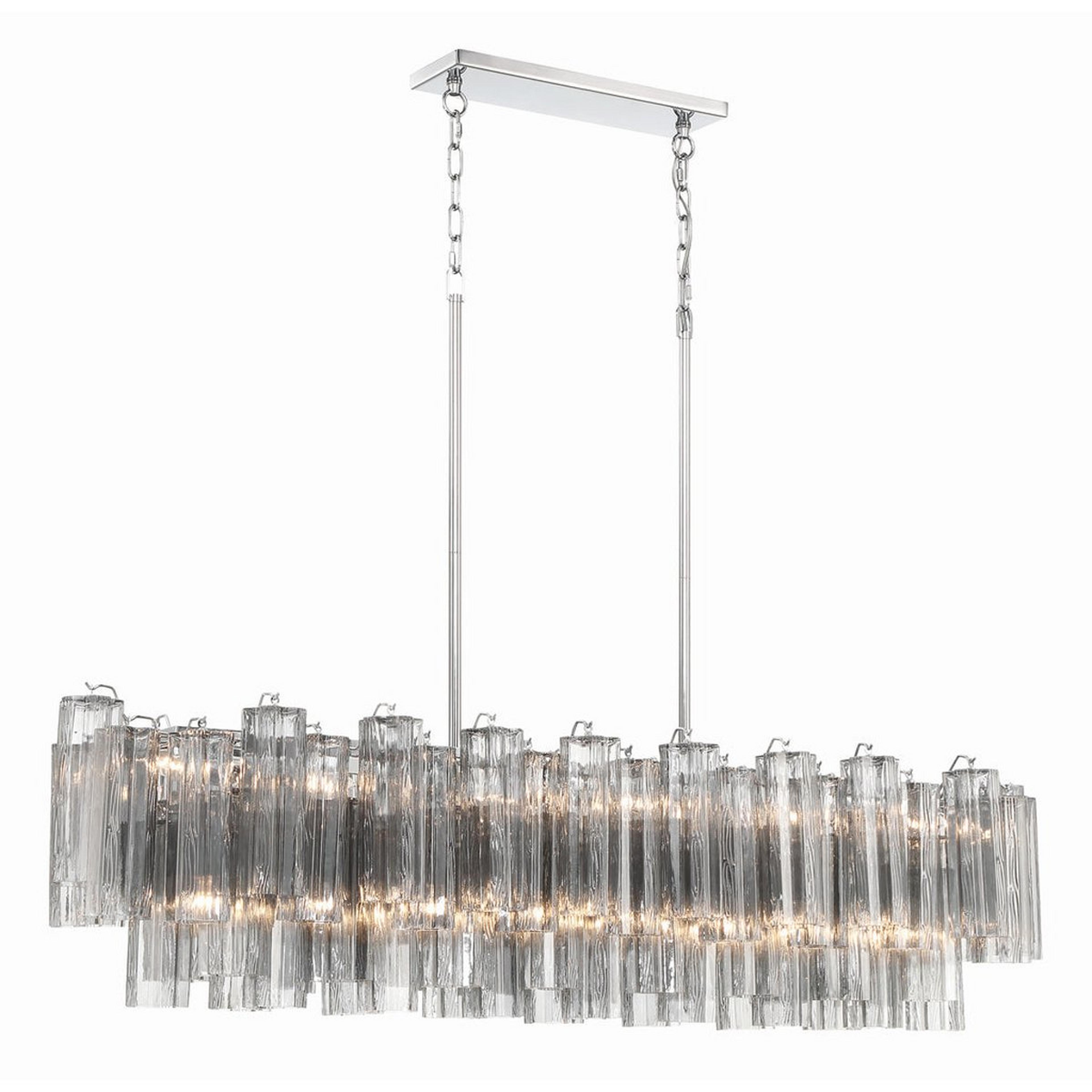 A Imondo Island Chandelier - Smoke with Chrome / Smoked Tronchi Glass color