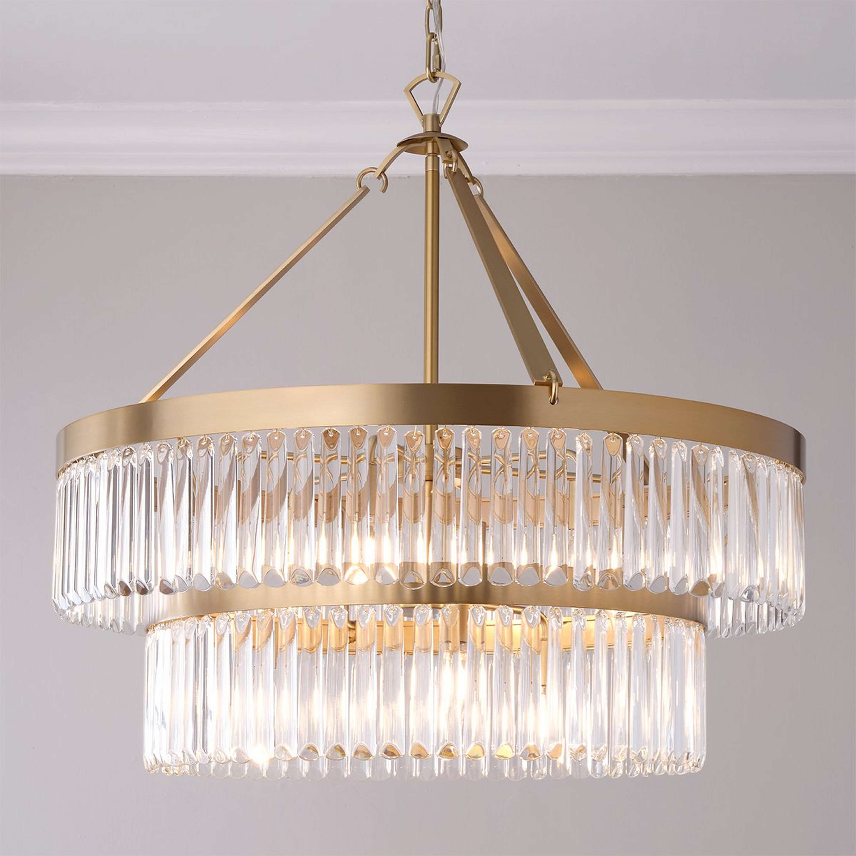 A Crystal Alstro Two-Tier Chandelier with Gold / Crystal color