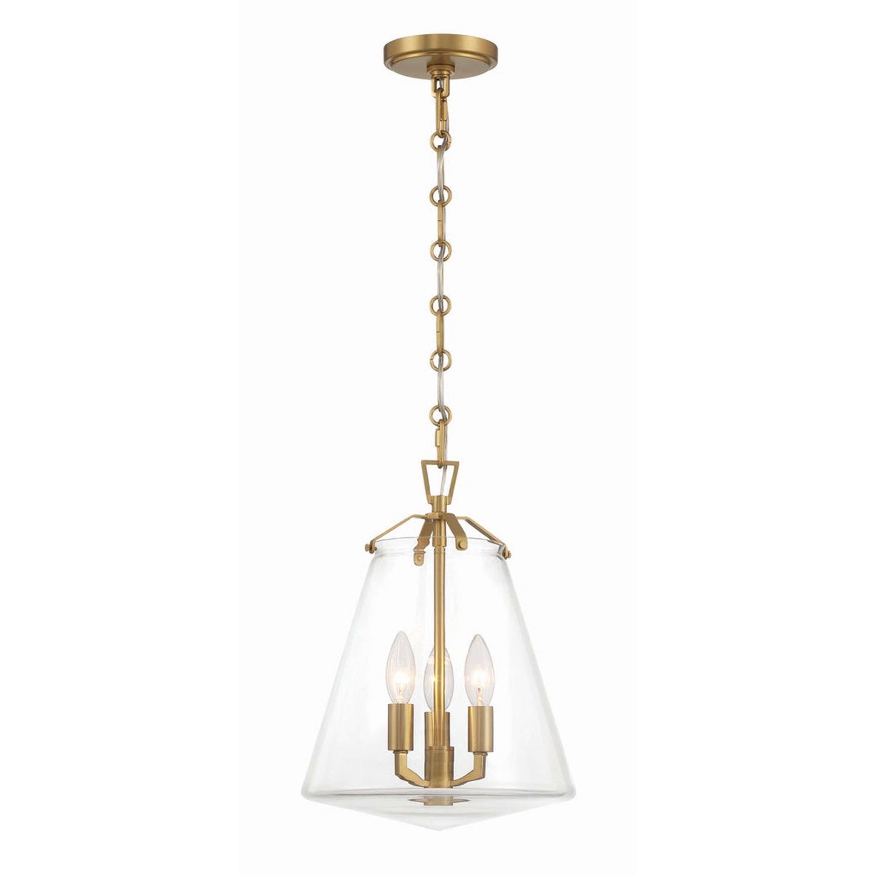 A Gwendolyn Chandelier - 3 Light with Gold / Clear Glass color