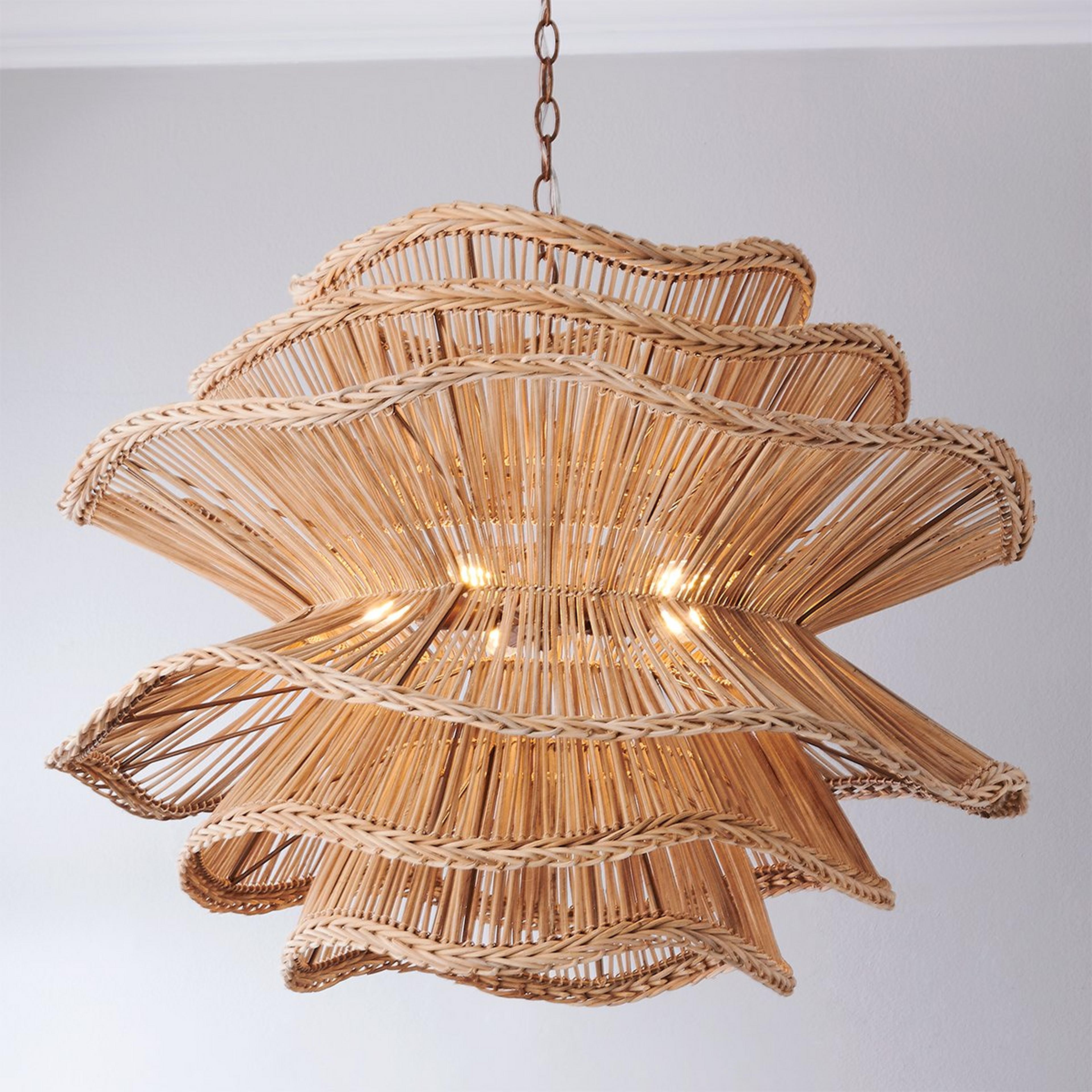 A Valli Chandelier with Natural Rattan color