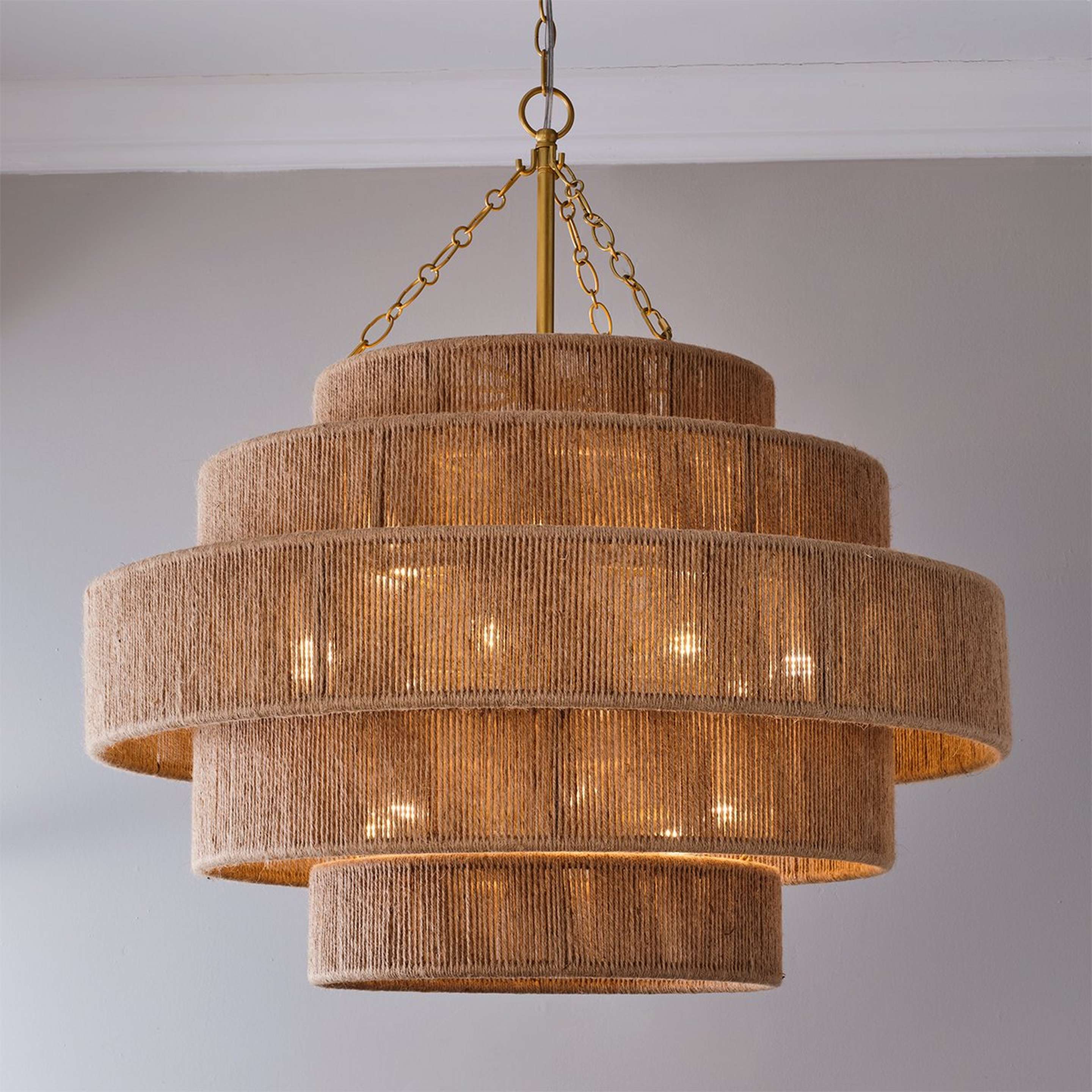 A Chonburi Chandelier with Gold / Rattan color