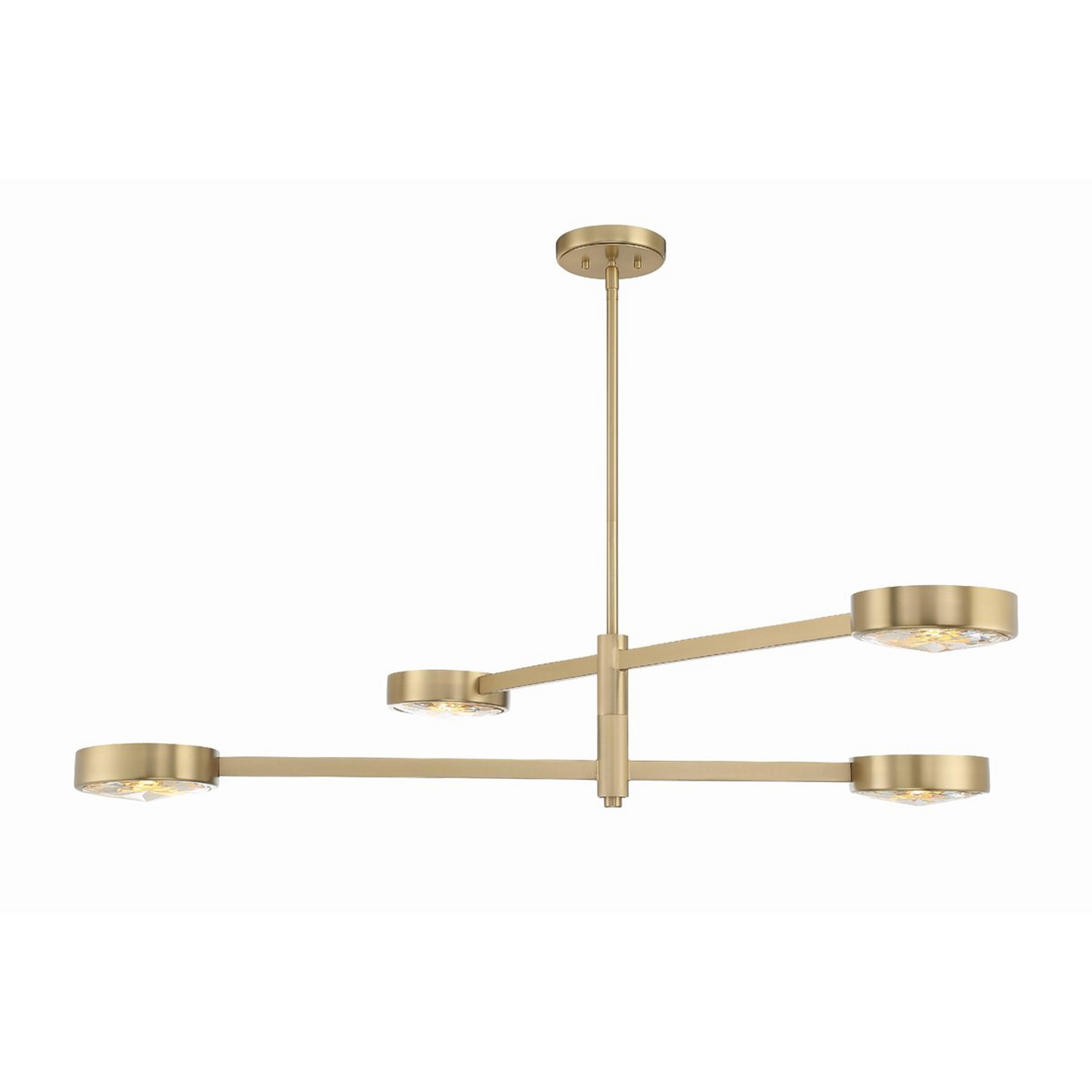A Asterism Glass Linear Chandelier with Soft Gold / Crystal-Cut Glass color