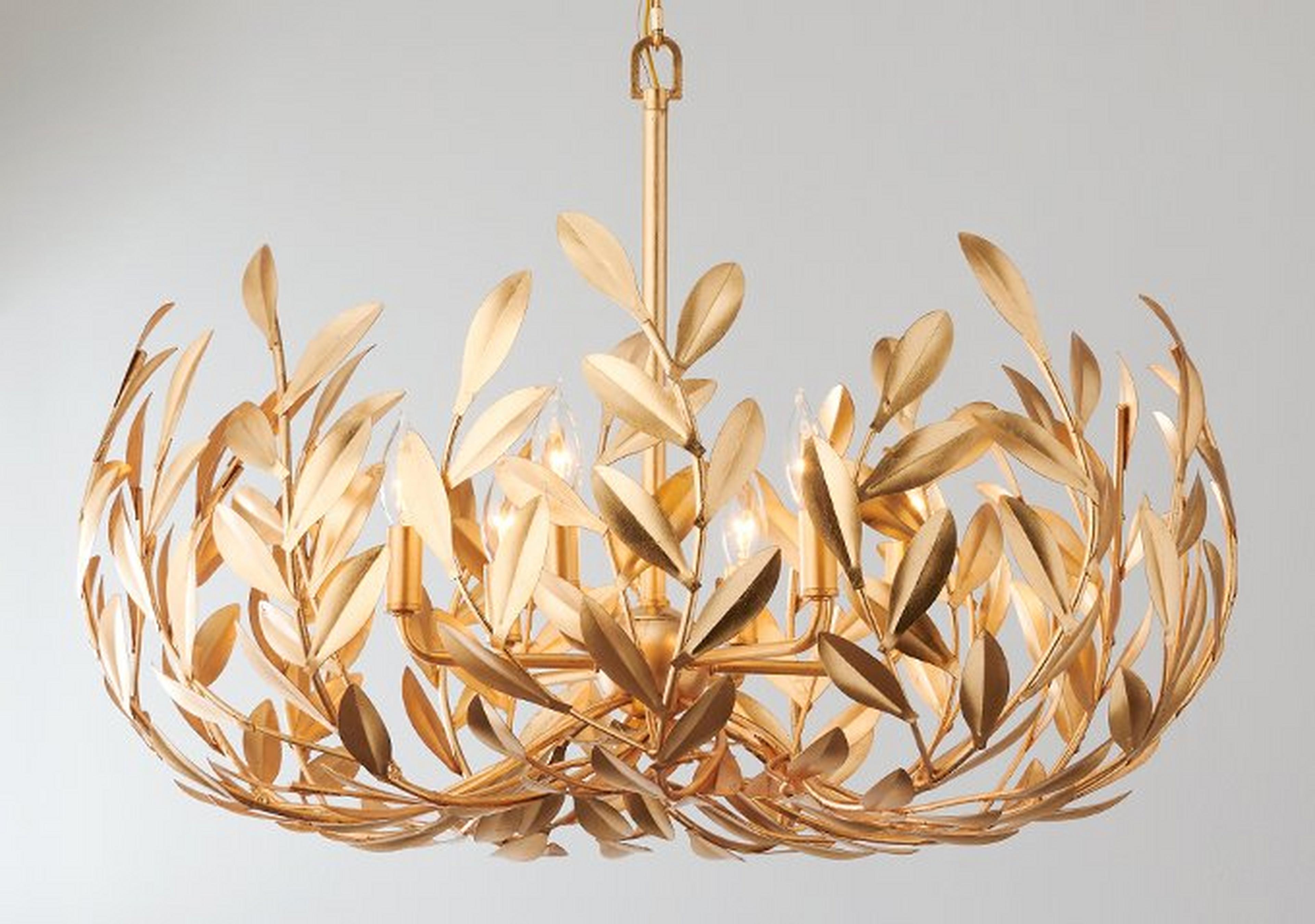 Antique Gold Olive Leaf Blooming Chandelier
