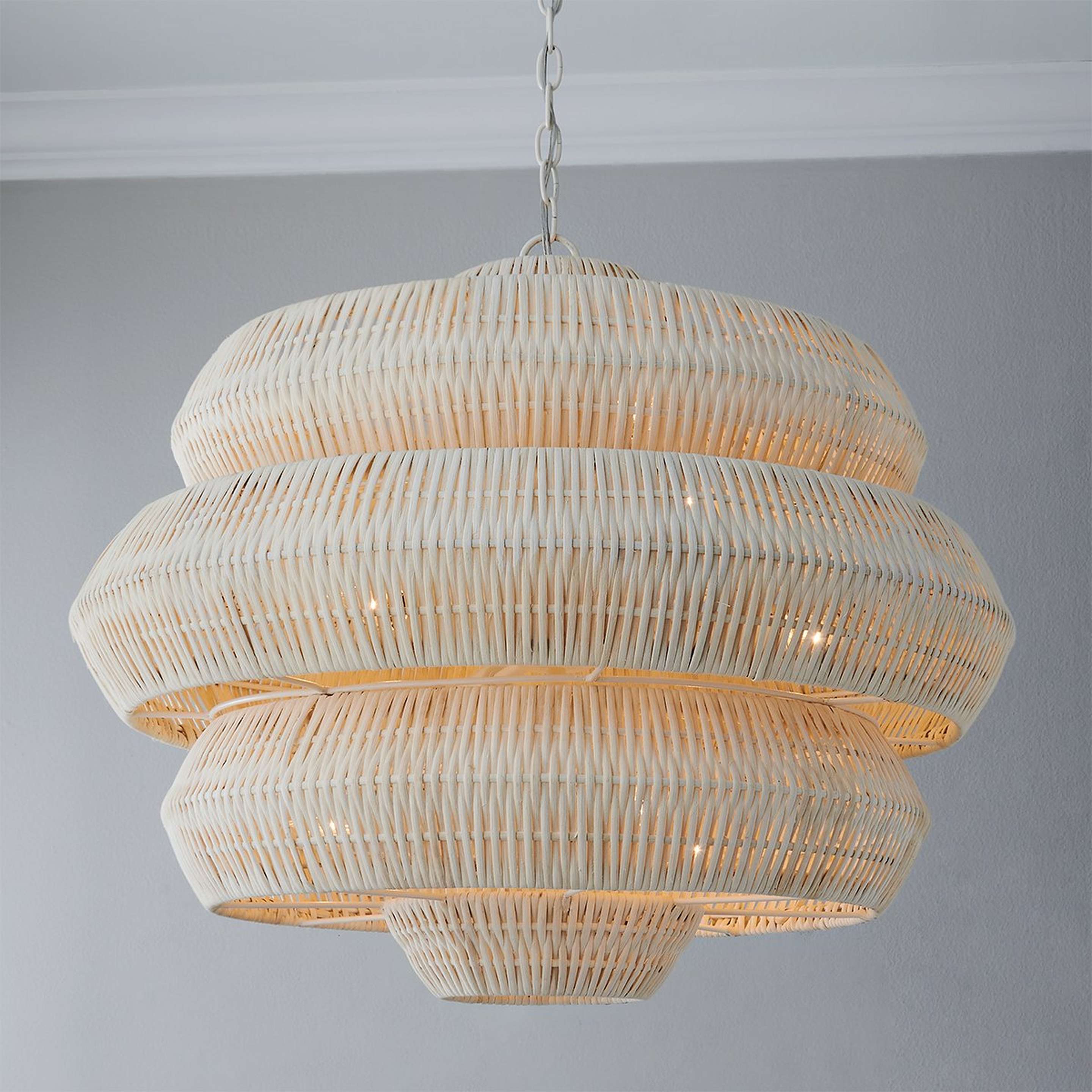 A Saracen Chandelier with Bleached Natural Rattan / White color