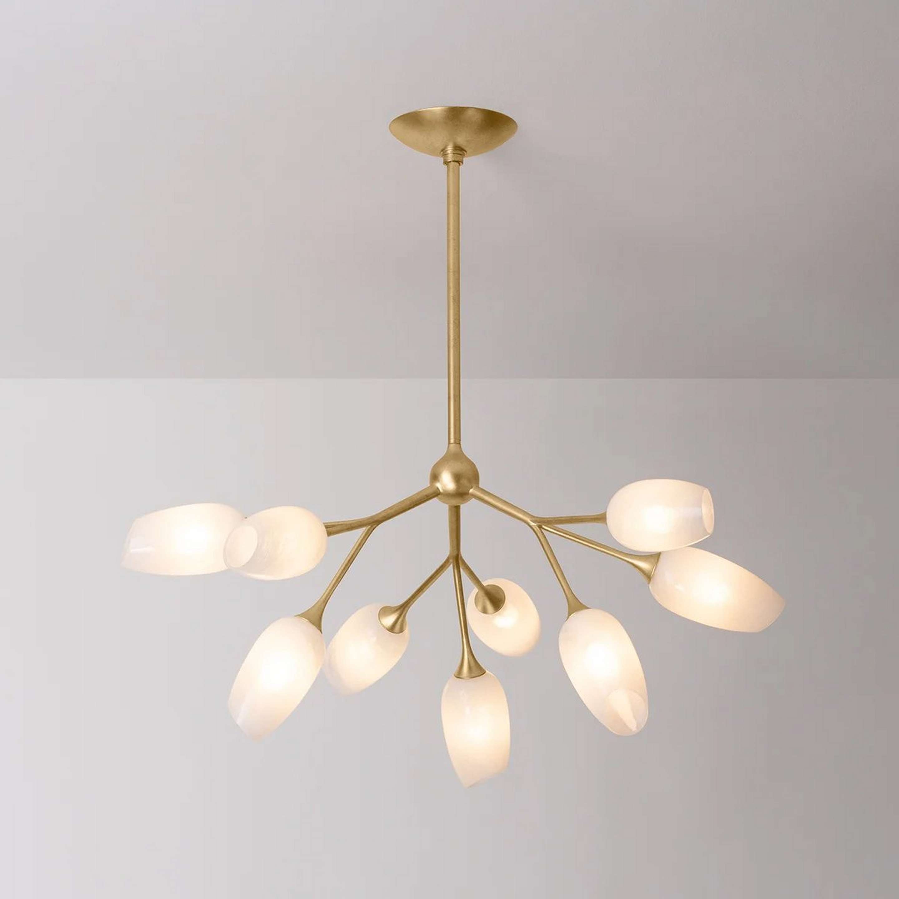 A Foxglove Chandelier - 9 Light with Gold / White Glass color
