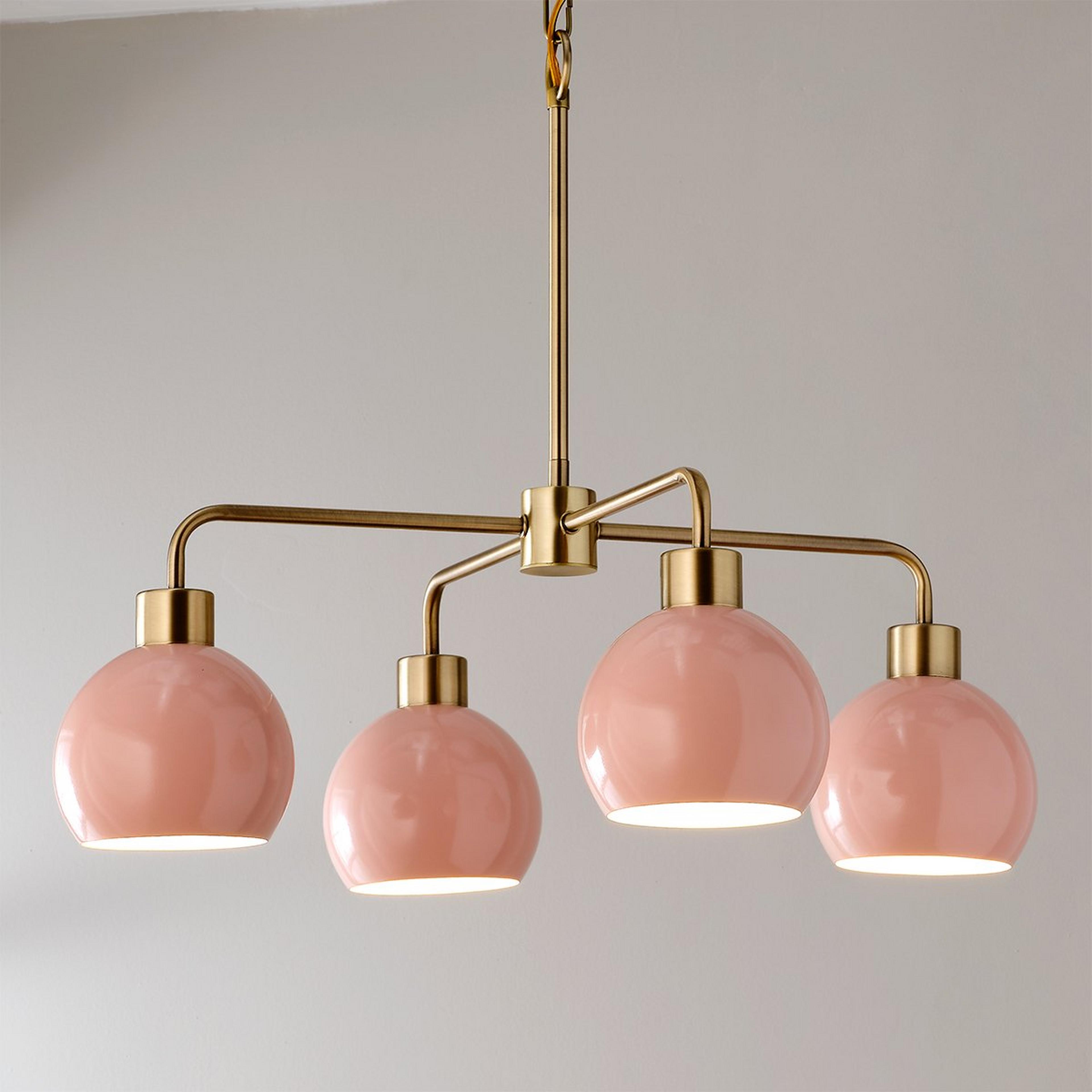A Young House Love Bubble Pop 4-Light Chandelier with Brass / Light Pink color