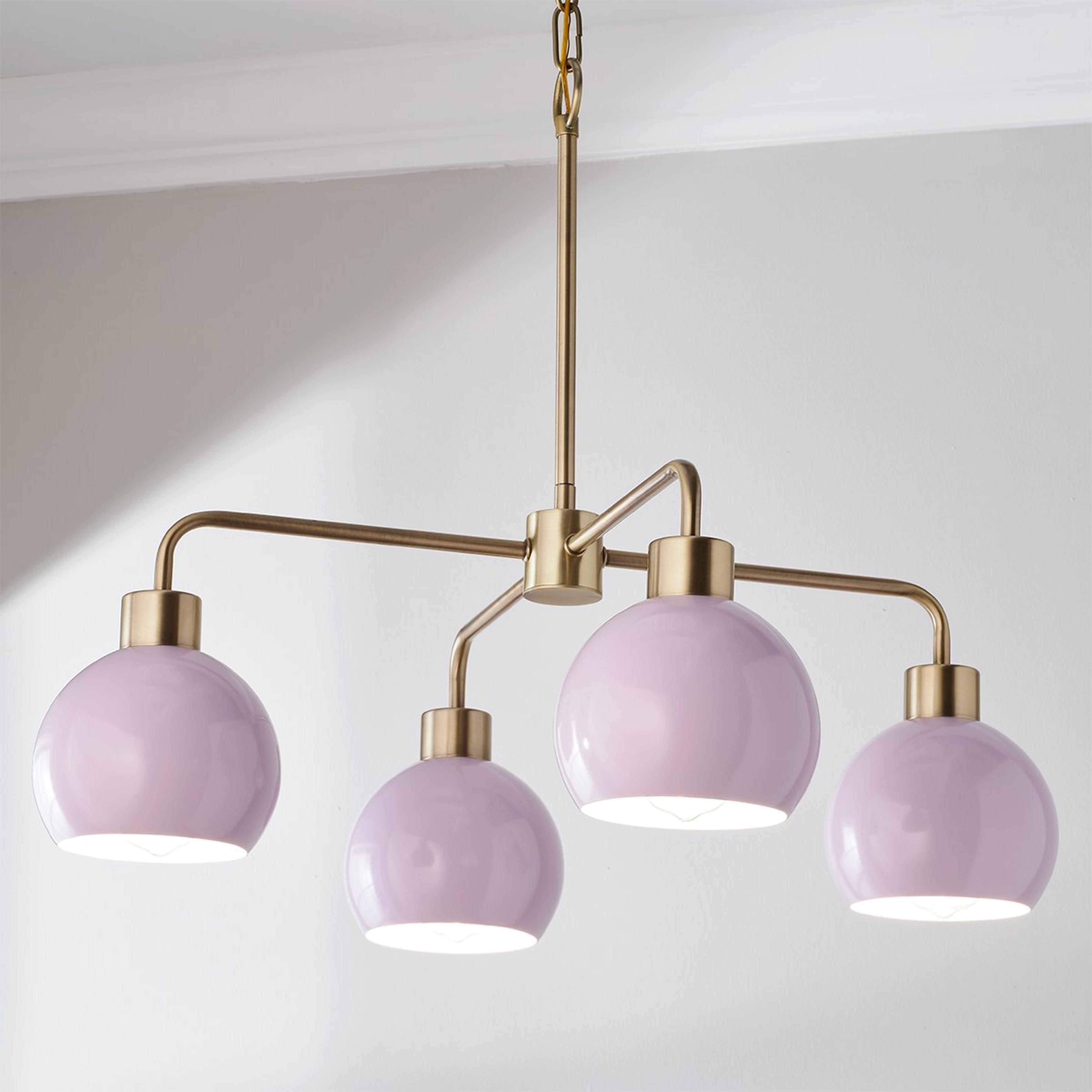 A Young House Love Bubble Pop 4-Light Chandelier with Brass / Lavender color