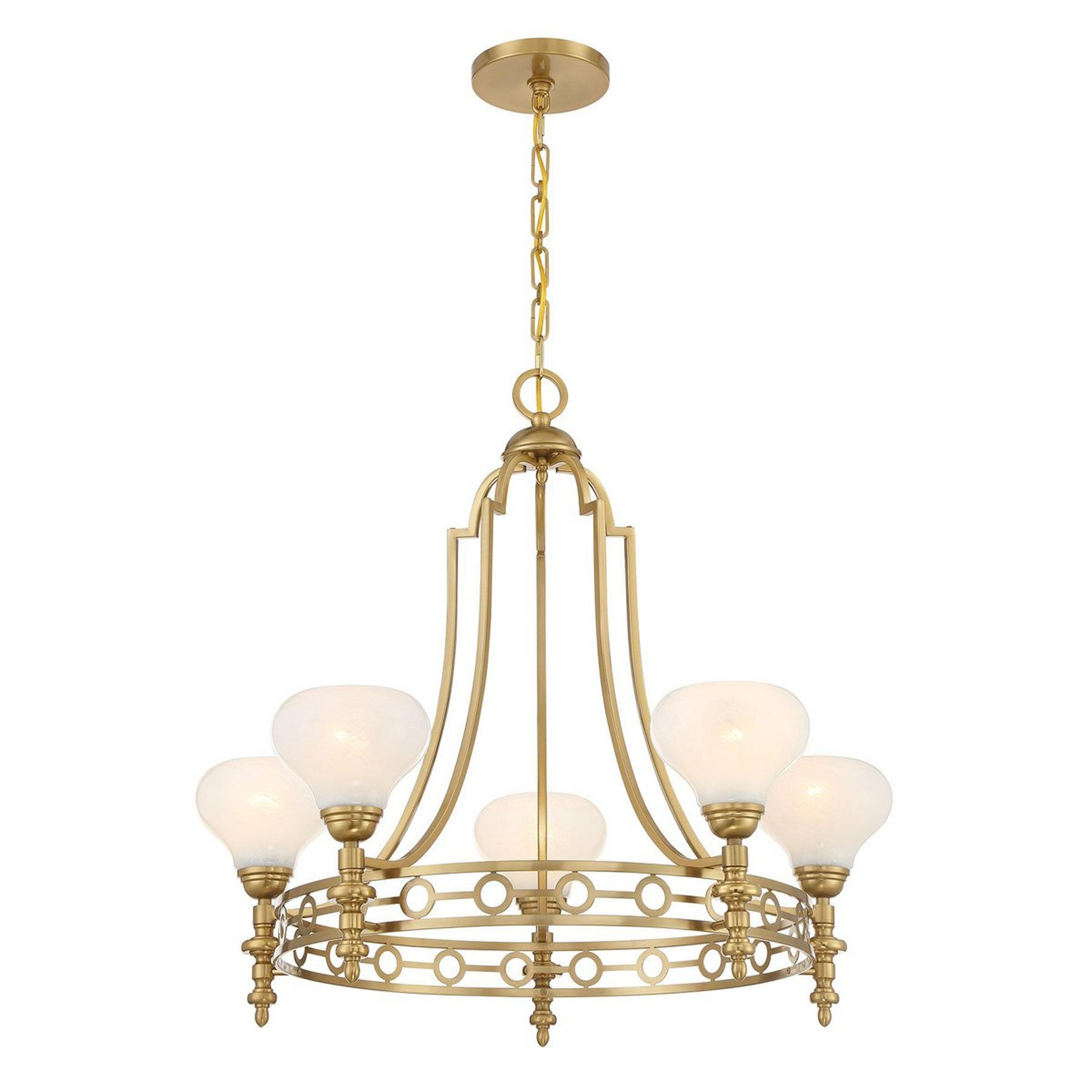A Bernardine Chandelier - Small with Aged Brass / Opal Glass color