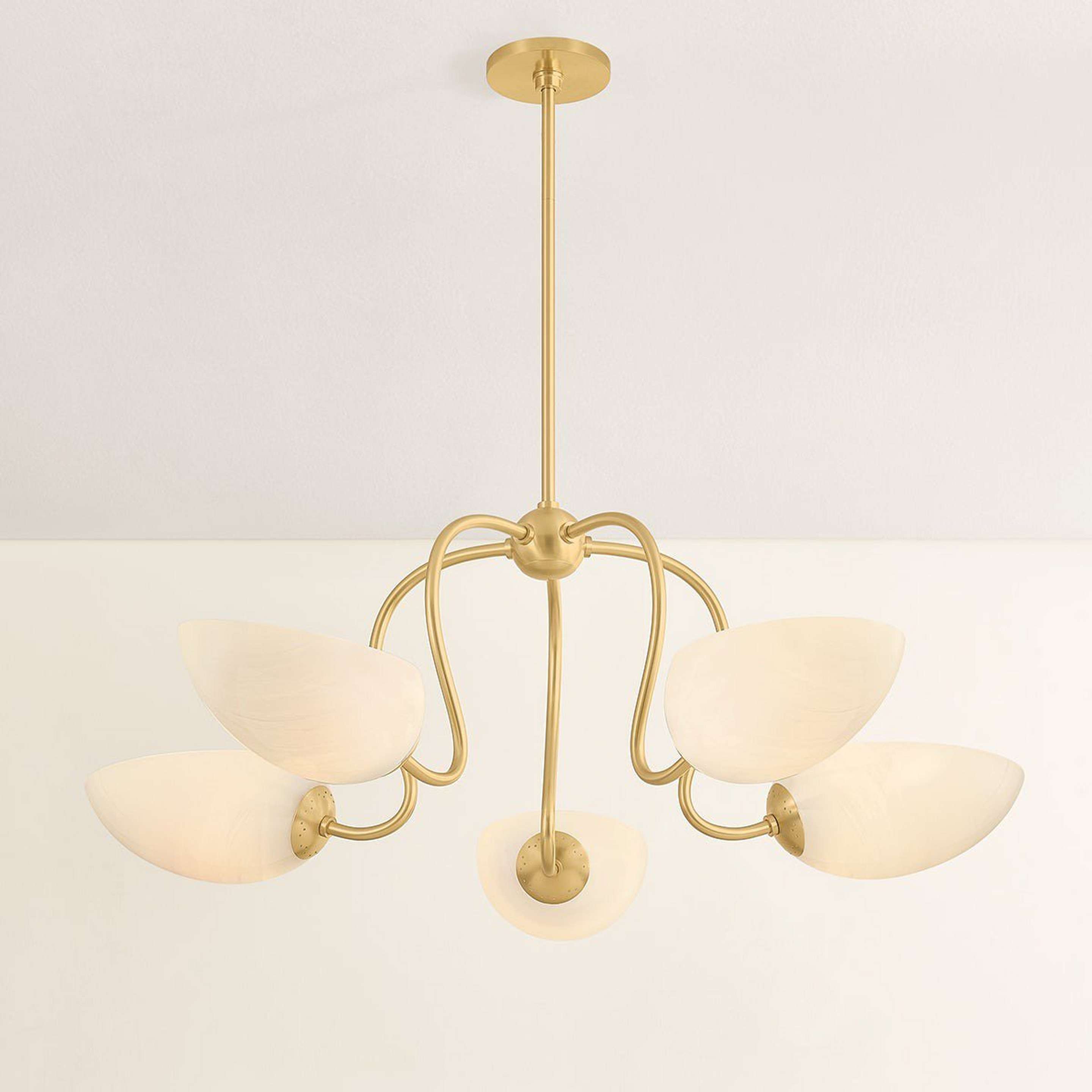 A Trilliant Chandelier with Brass / Opal Glass color