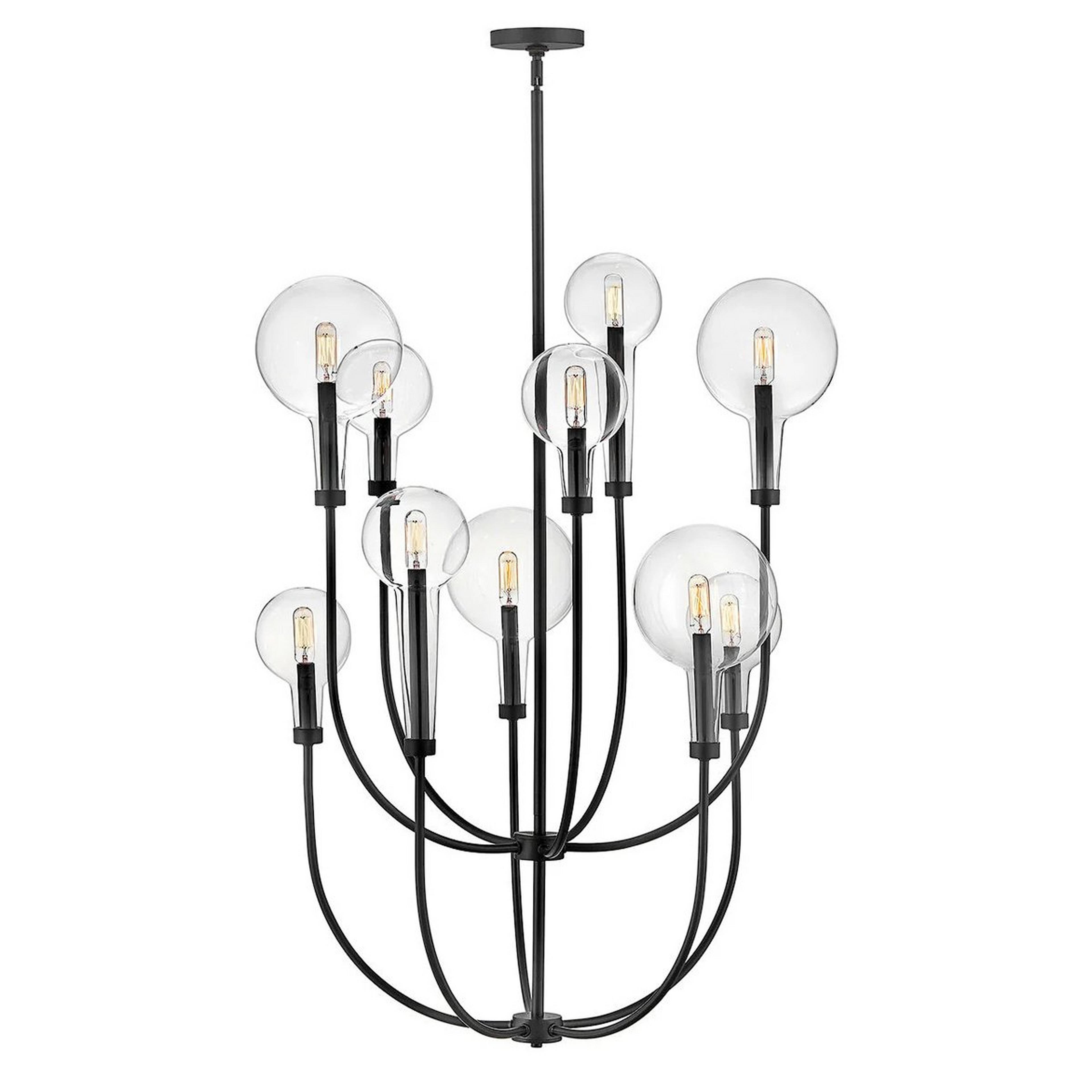 A Zephyr Chandelier - 10 Light with Black / Clear Glass color
