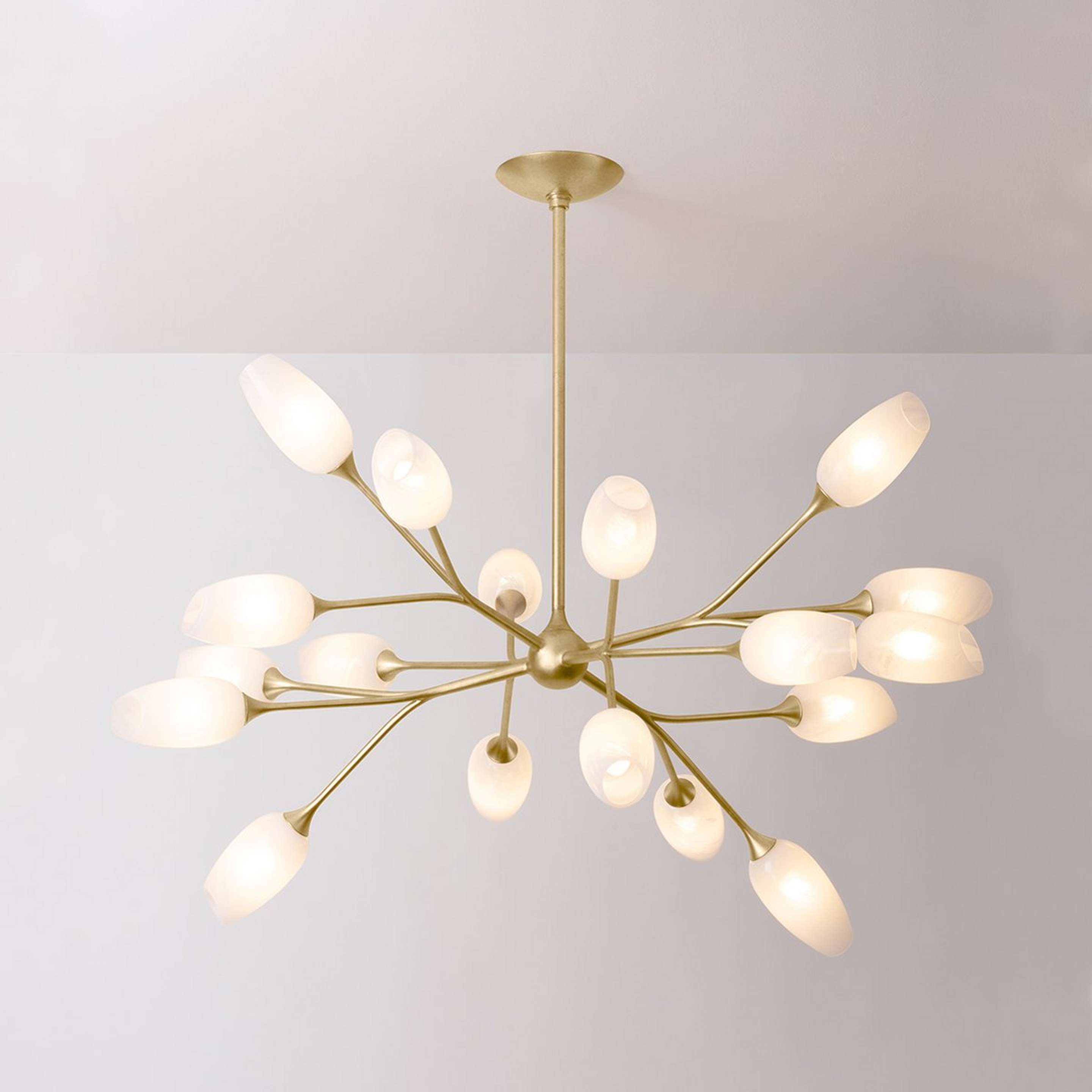 A Foxglove Chandelier - 18 Light with Gold / White Glass color