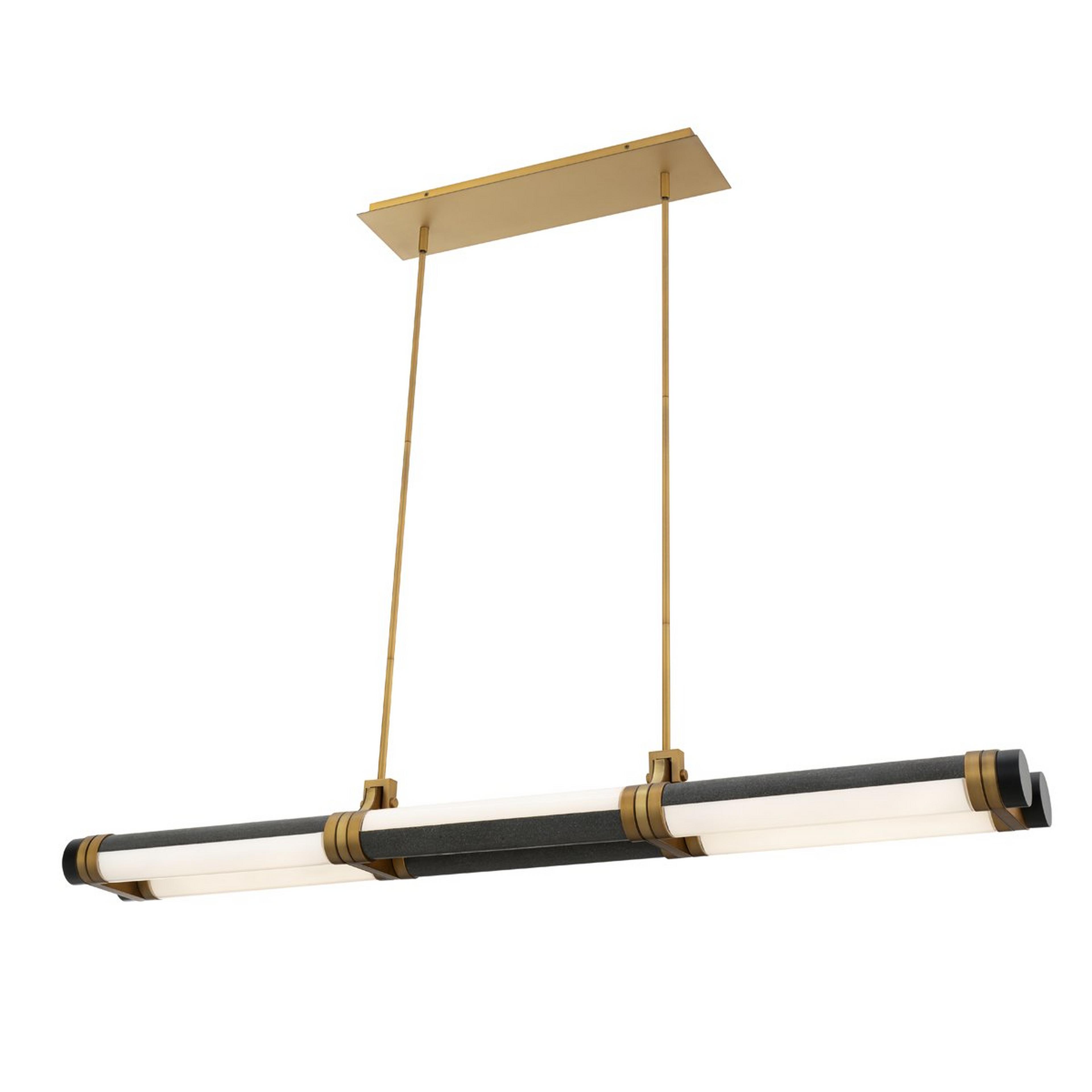 A Devika LED Chandelier with Aged Brass / Bassalt Stone color